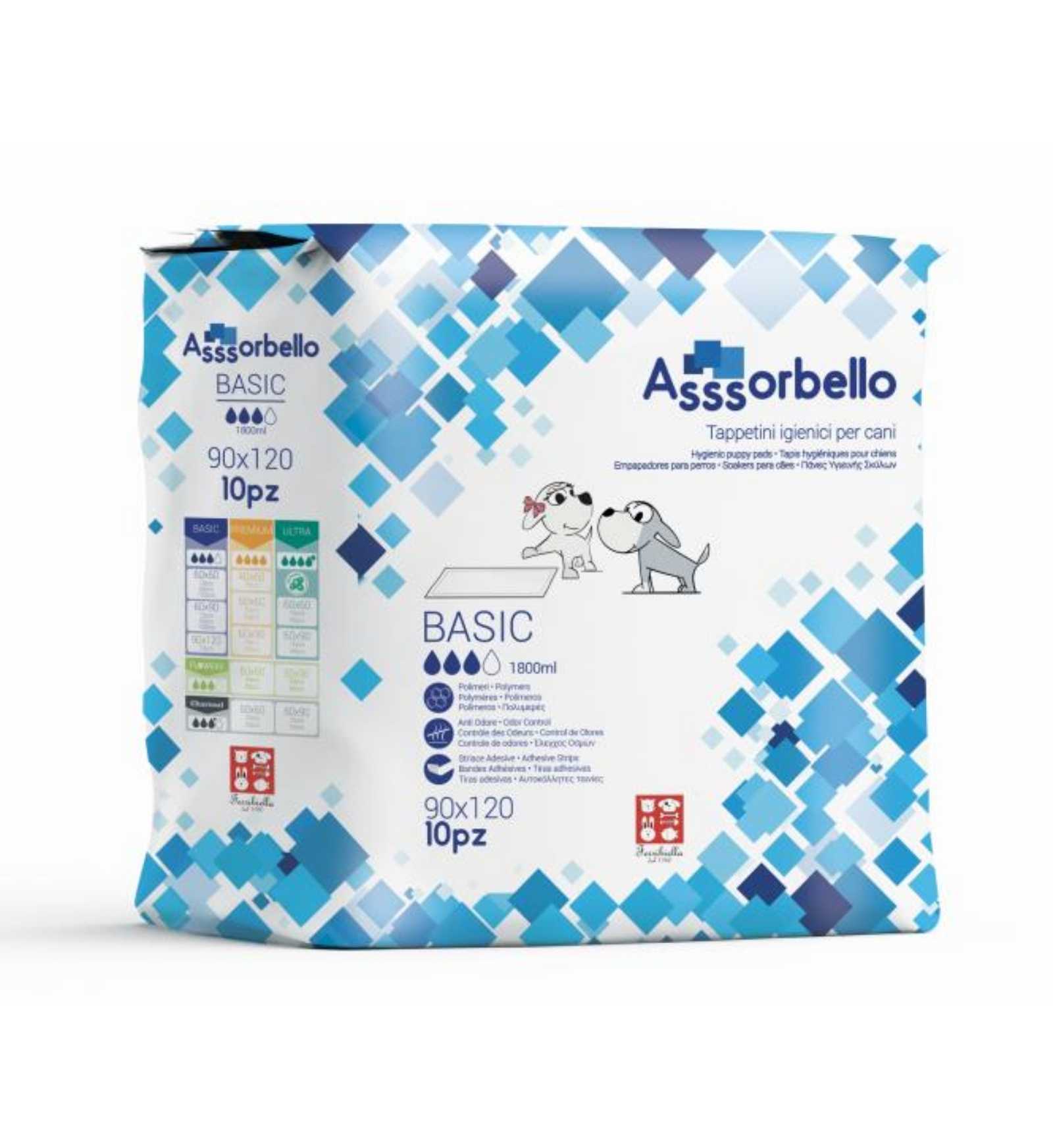 FERRIBIELLA CANE TRAVERSINE TAPPETINI IGIENICI CANE BASIC 90 X 120 CM DA 10 PEZZI