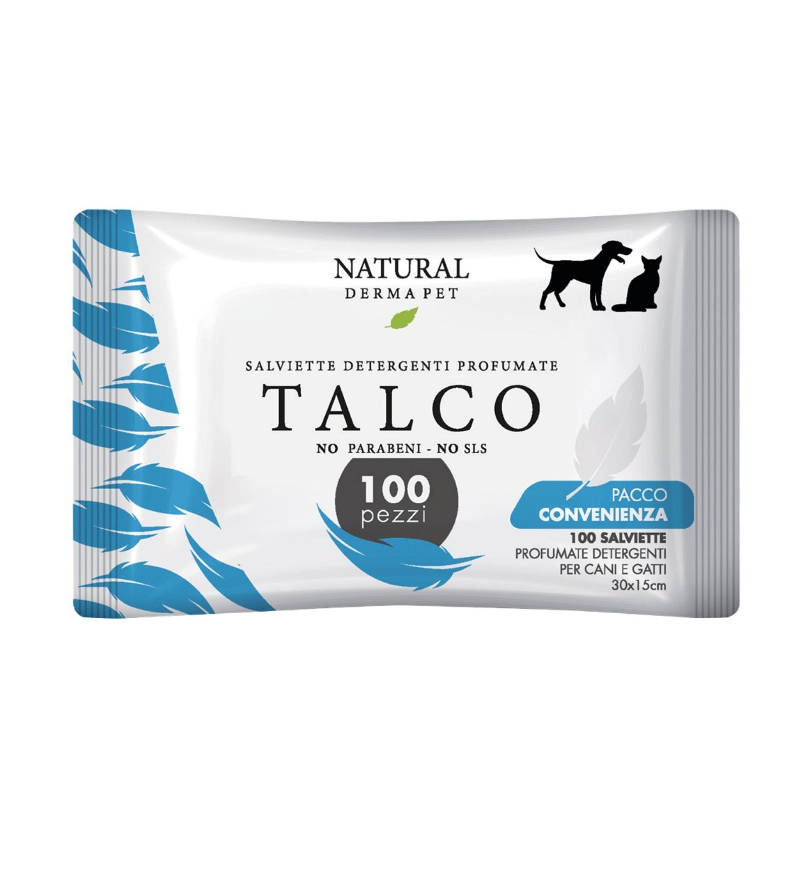 DERBE CANE E GATTO NATURAL DERMA PET SALVIETTE CLOREXIDINA BIG PACK DA 100 PEZZI