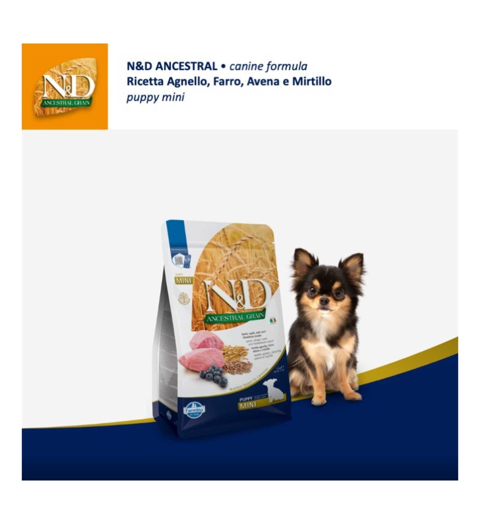 FARMINA N&D ANCESTRAL CANE LOW GRAIN PUPPY MINI AGNELLO E MIRTILLI