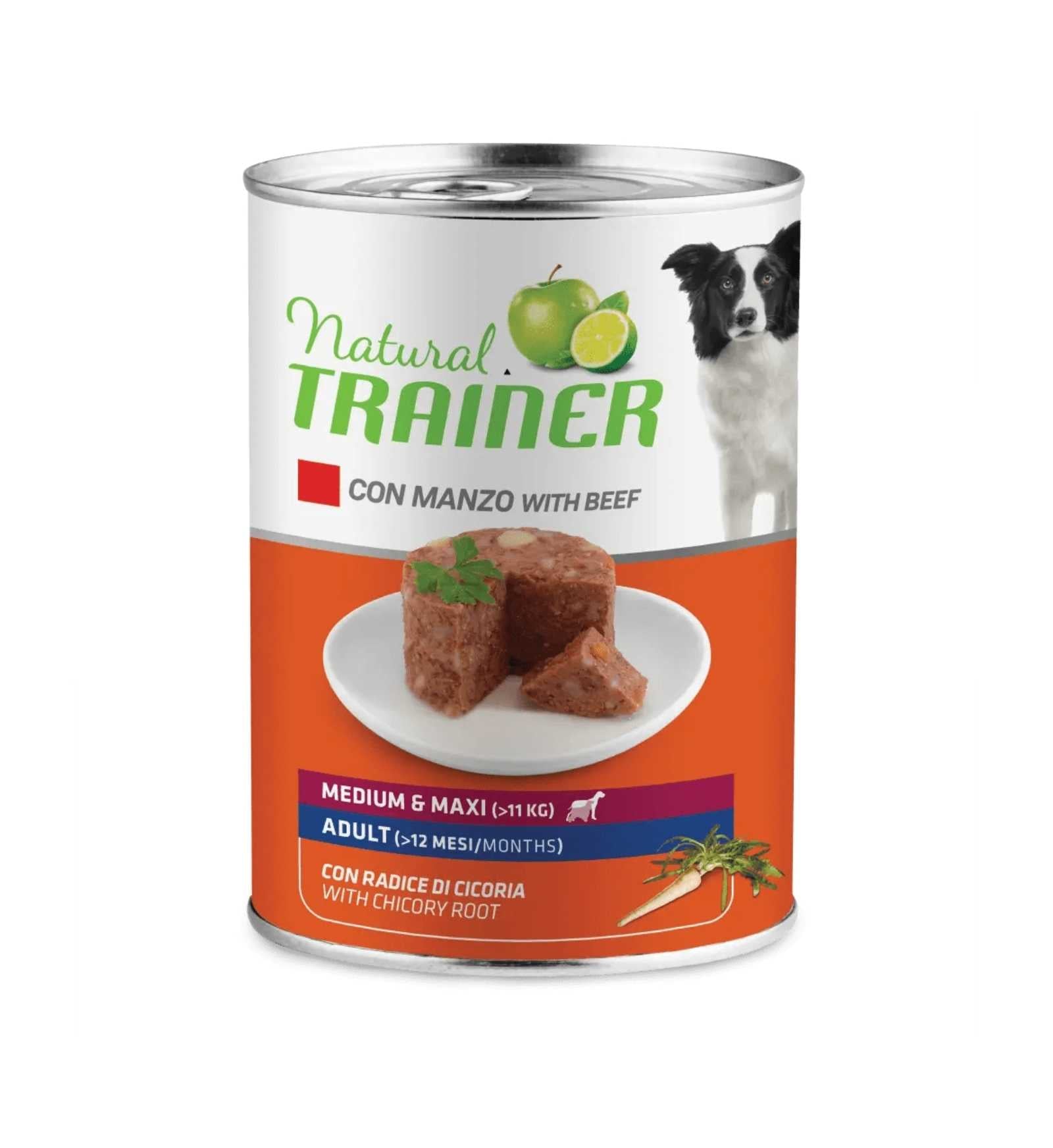 TRAINER CANE NATURAL ADULT MEDIUM MAXI MANZO DA 400 GR IN LATTINA