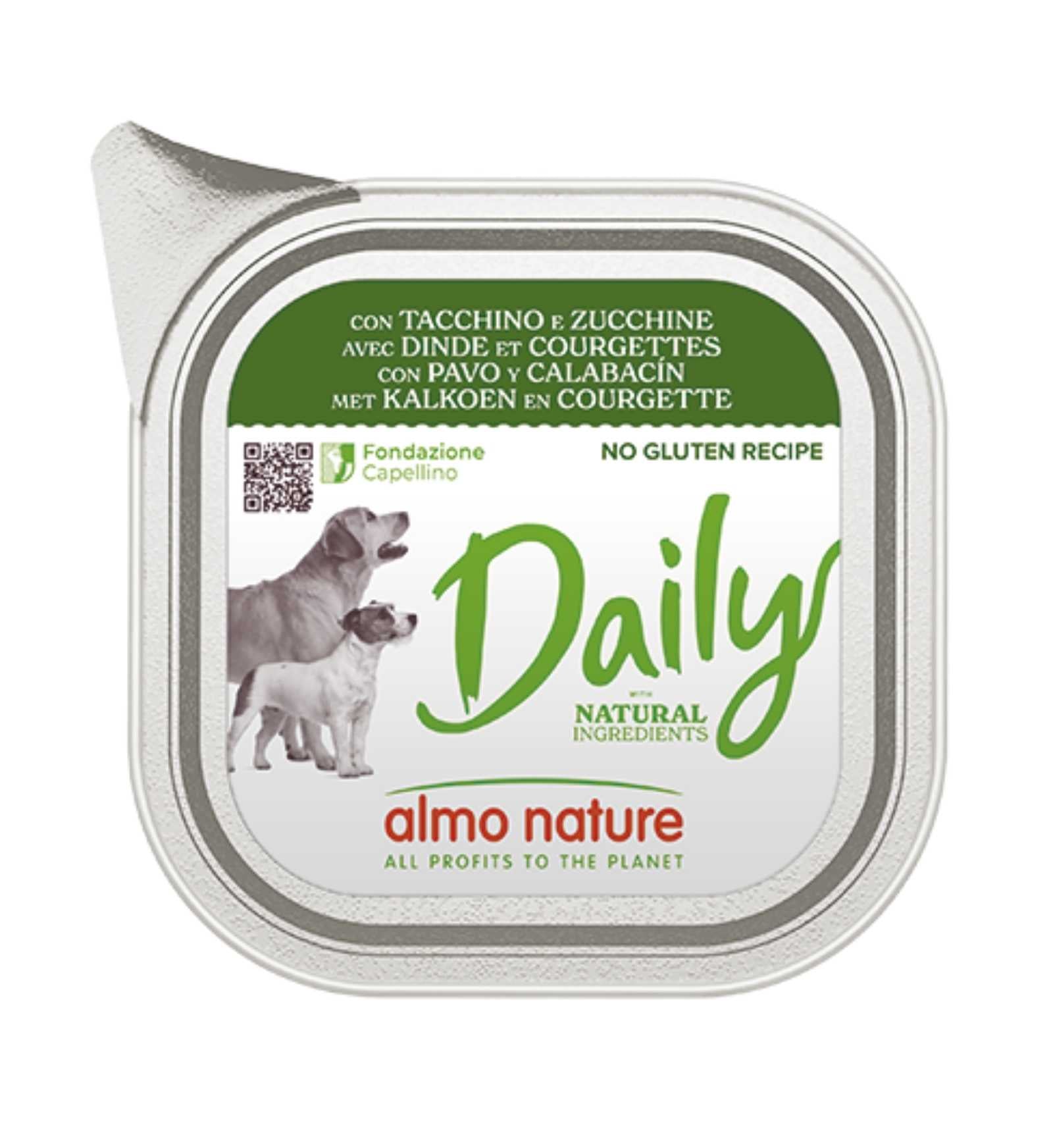 ALMO NATURE CANE DAILYMENU CON TACCHINO E ZUCCHINE DA 100 GR IN VASCHETTA