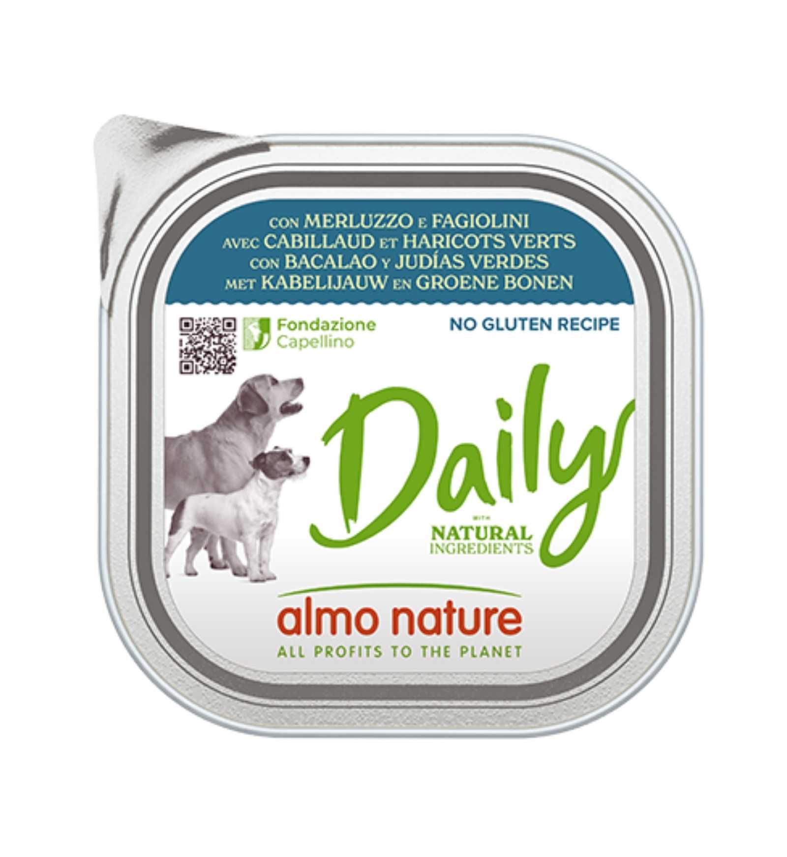ALMO NATURE CANE DAILYMENU CON MERLUZZO E FAGIOLINI IN VASCHETTA