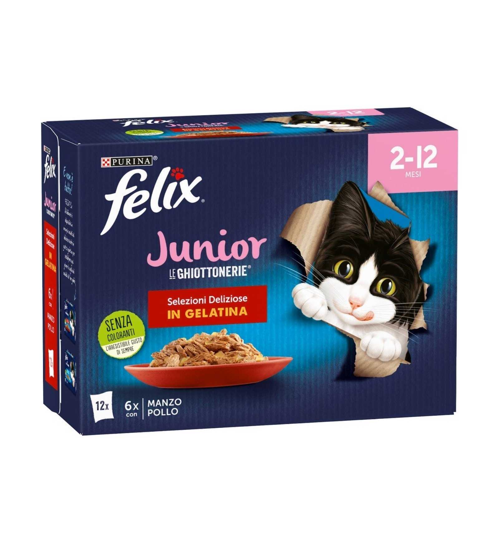 PURINA FELIX AGAIL GATTO GHIOTTONERIE JUNIOR 12 BUSTE DA 85 GR