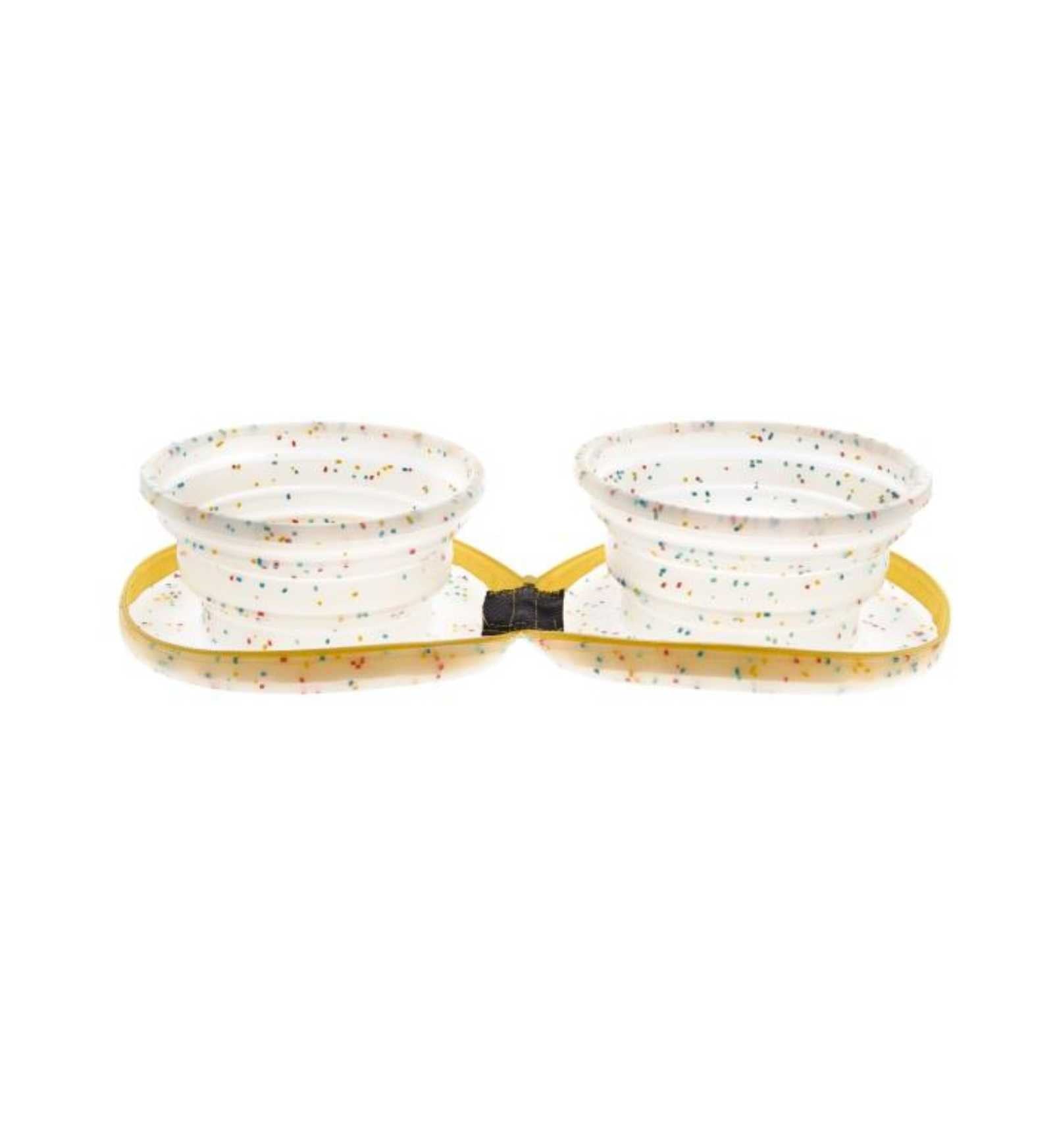 FERRIBIELLA CIOTOLA DA VIAGGIO CONFETTI COMPACT IN SILICONE PIEGHEVOLE CON ZIP 2 x 350 ML