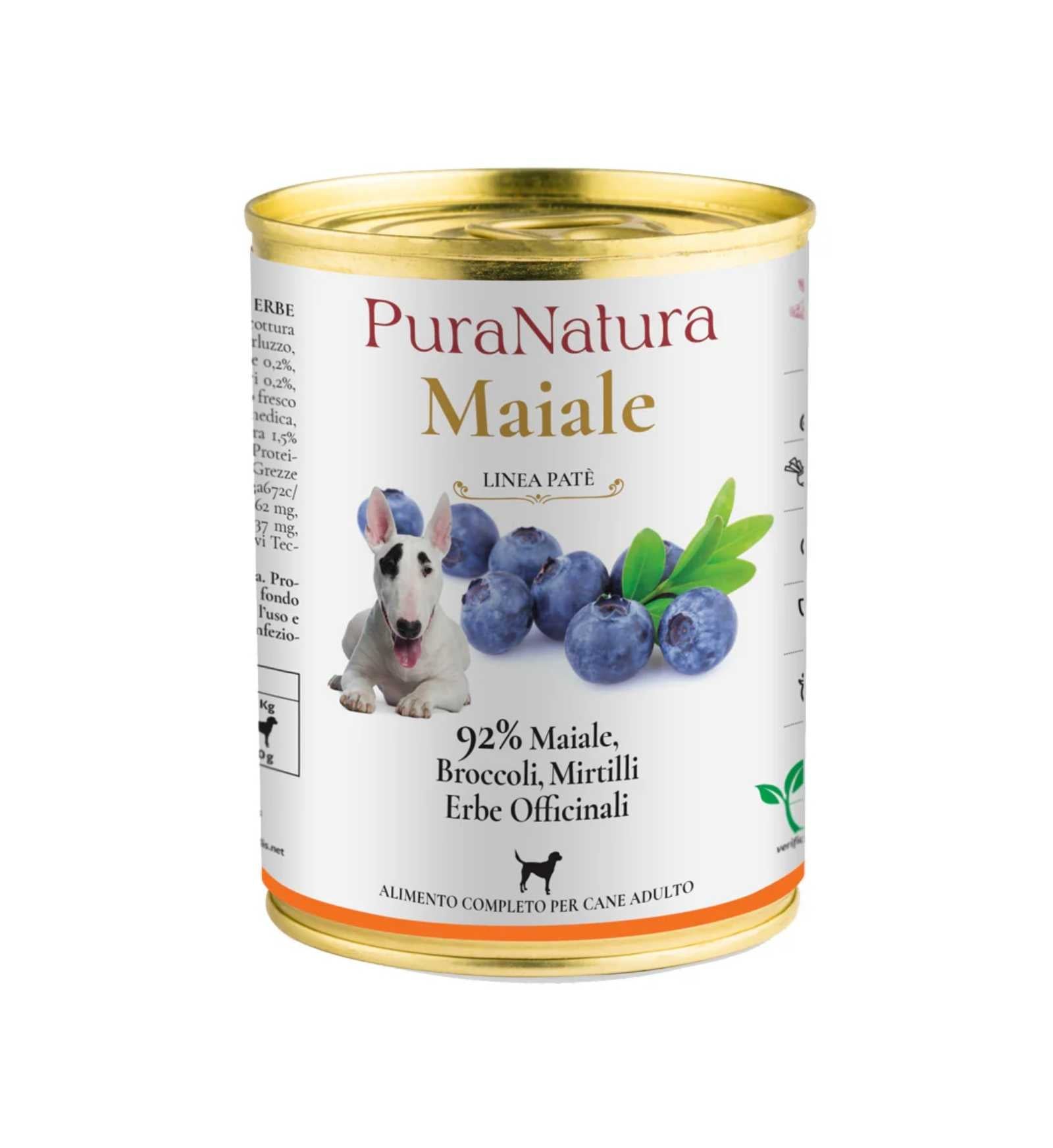 DALLA GRANA PURA NATURA CANE ADULT MAIALE  E MIRTILLO  DA 400 GR IN LATTINA