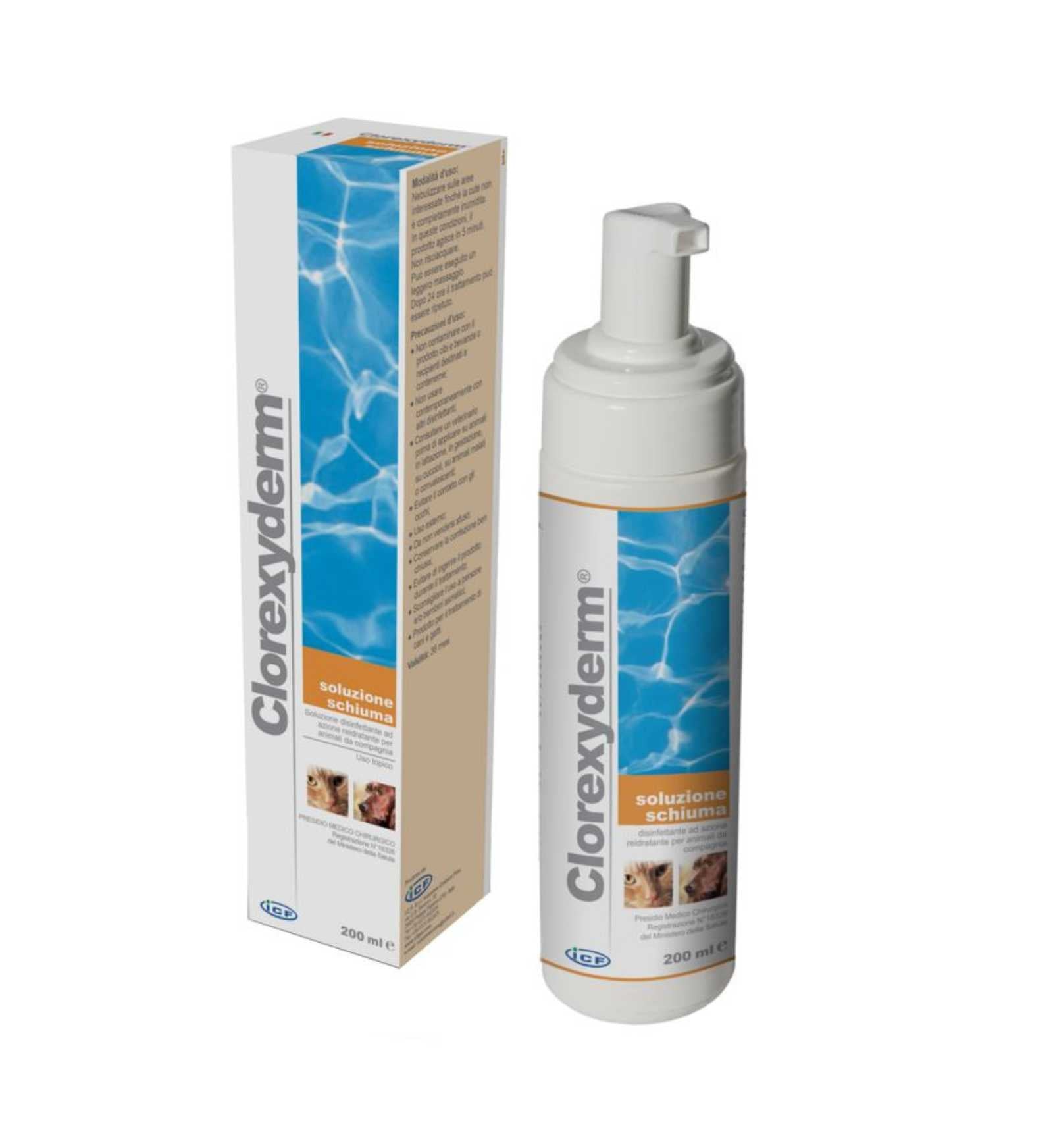 ICF CANE E GATTO CLOREXYDERM SOLUZIONE SCHIUMA DA 200 ML