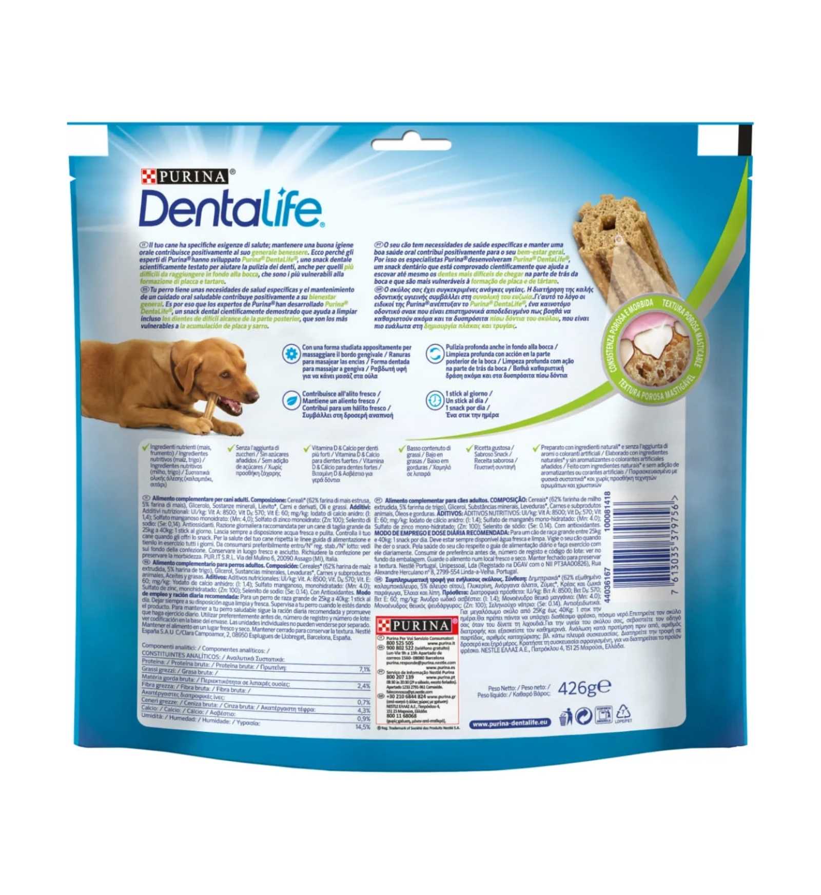 PURINA DENTALIFE SNACK CANE DAILY ORALCARE LARGE 12 PEZZI 426 GR