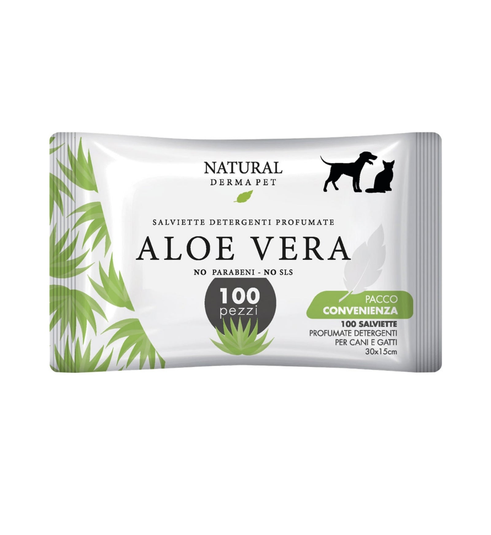 DERBE CANE E GATTO NATURAL DERMA PET SALVIETTE CLOREXIDINA BIG PACK DA 100 PEZZI