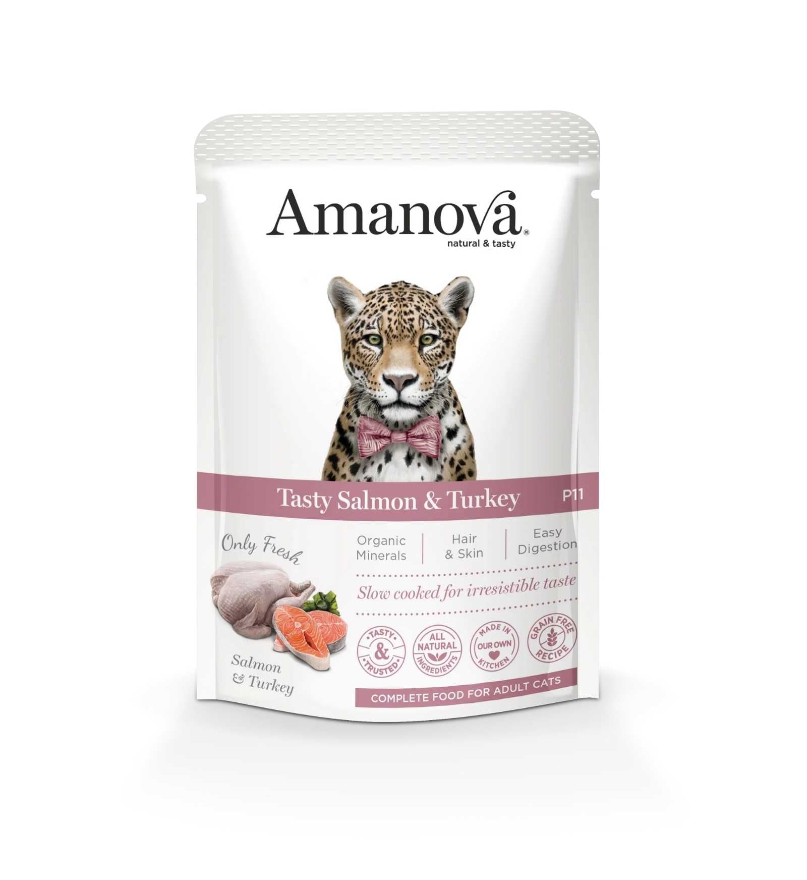 AMANOVA GATTO TASTY SALMONE E TACCHINO P11 DA 85 G IN BUSTA