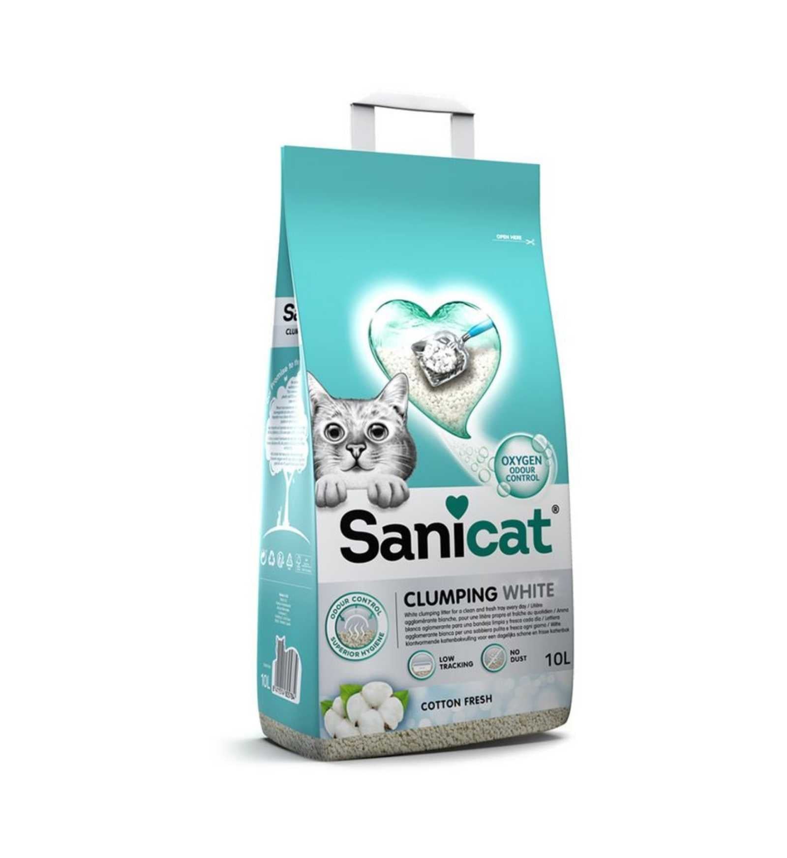 SANICAT LETTIERA GATTO CLUMPING WHITE COTTON DA 10 LITRI