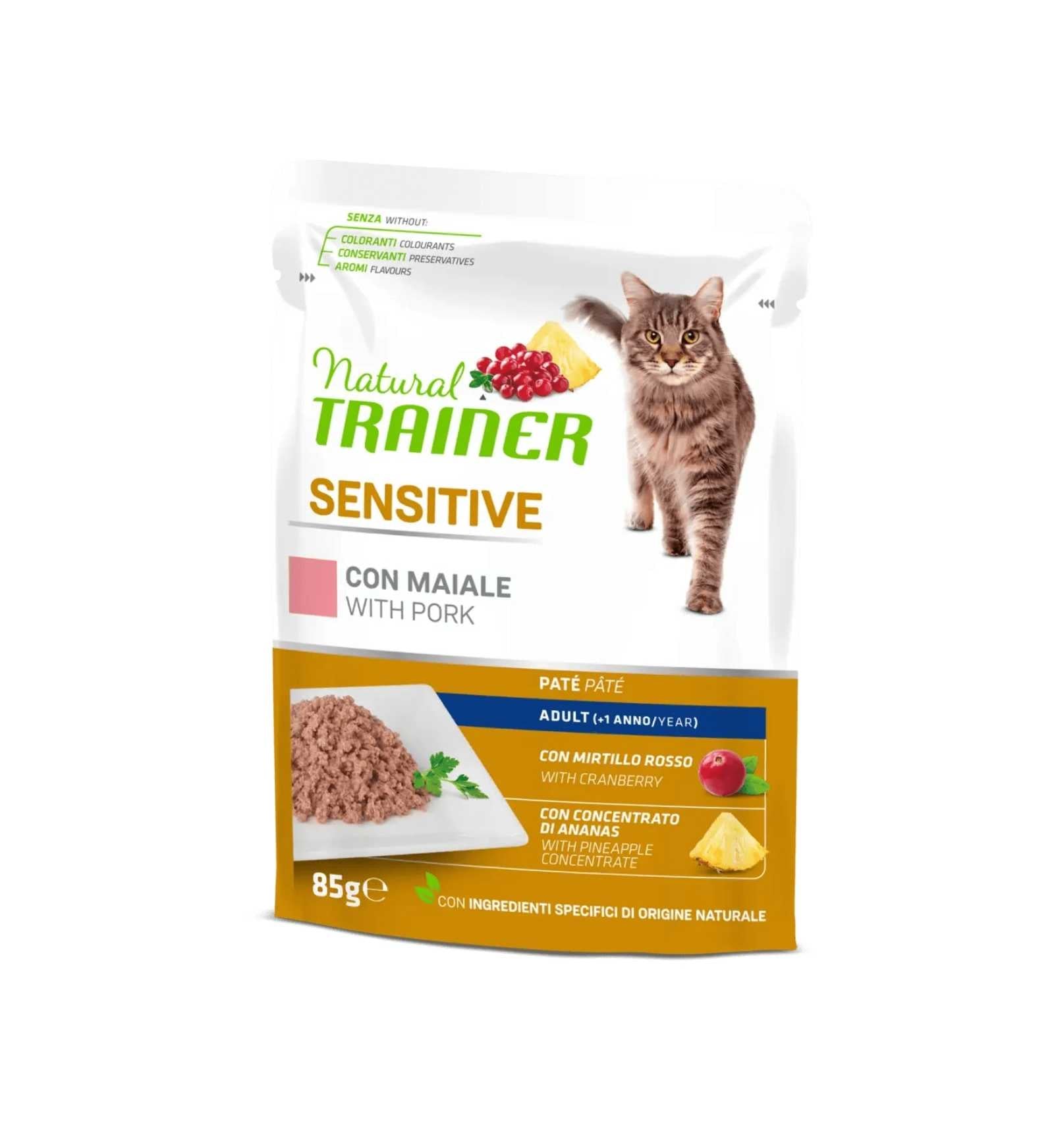 NATURAL TRAINER GATTO SENSITIVE CON MAIALE DA 85 GR IN BUSTA