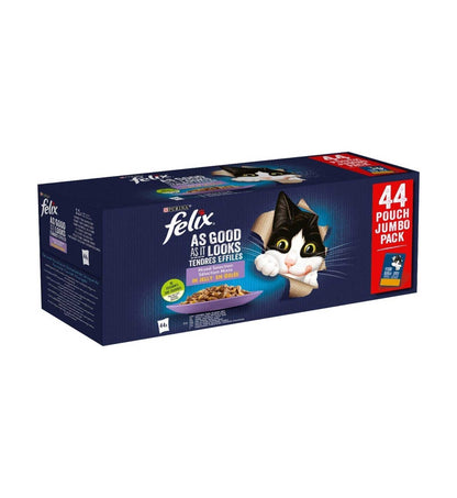 PURINA FELIX GATTO SELEZIONE MISTA  POLLO TONNO SALMONE MANZO 44 BUSTE DA 85 GR