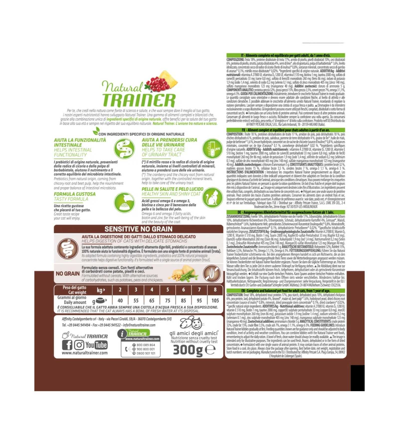 TRAINER GATTO NATURAL ADULT SENSITIVE TROTA NO GRAIN