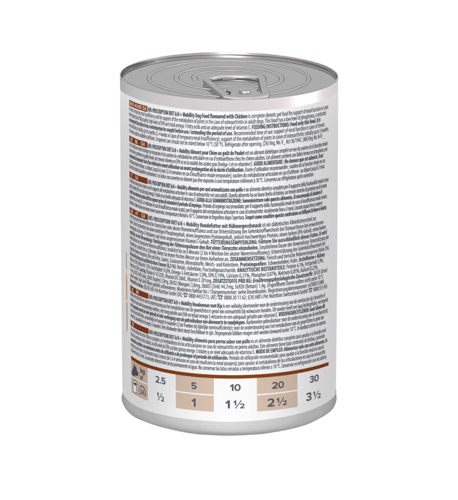 HILL'S  PRESCRIPTION DIET CANE  K/D + J/D KIDNEY + MOBILITY POLLO DA 370 G IN LATTINA