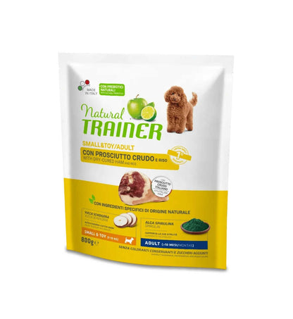 TRAINER CANE NATURAL ADULT SMALL & TOY CON PROSCIUTTO CRUDO E RISO