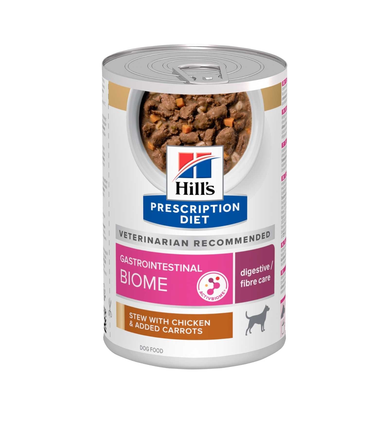 HILL'S  PRESCRIPTION DIET CANE  GASTROINTESTINAL BIOME DIGESTIVE / FIBRE CARE SPEZZATINO POLLO E CAROTE DA 354 G IN LATTINA