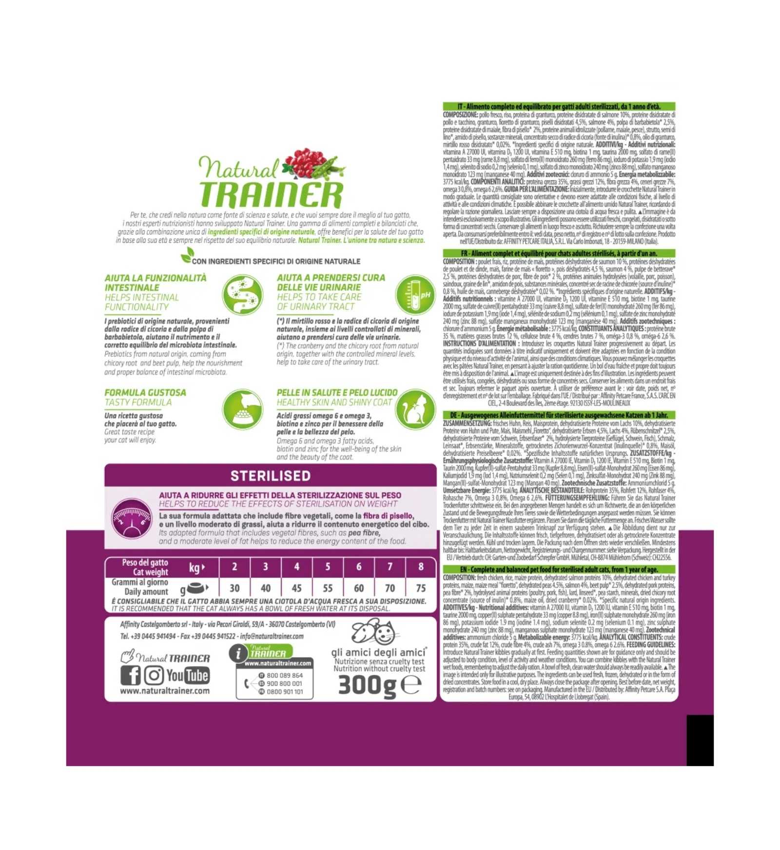 TRAINER GATTO NATURAL ADULT STERILIZZATO CON SALMONE E FIBRA DI PISELLO