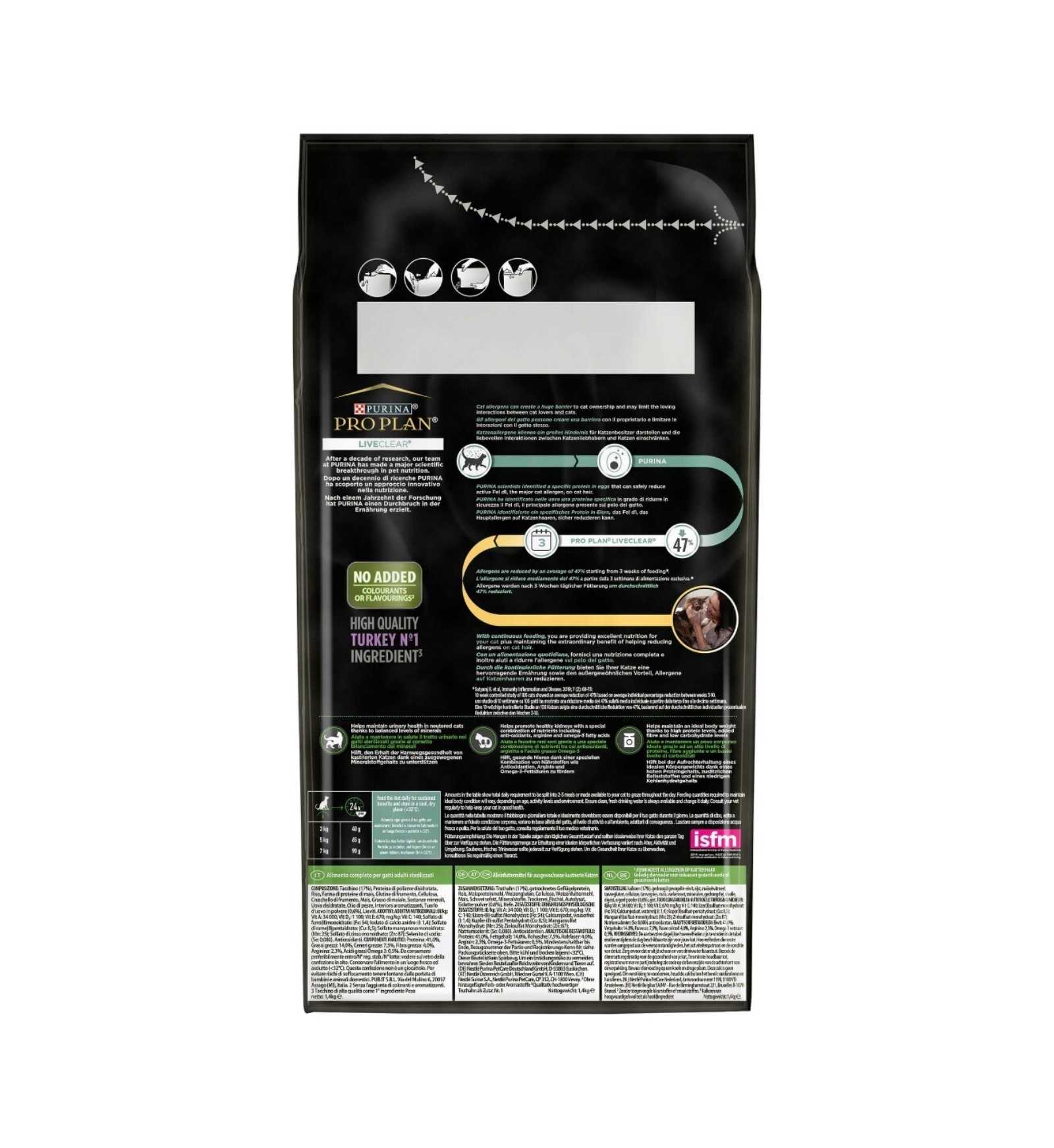 PURINA PRO PLAN GATTO LIVECLEAR STERILIZZATO AL TACCHINO DA 1,4 KG