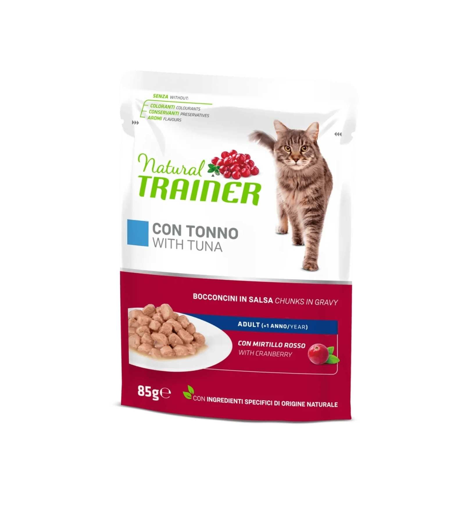 TRAINER GATTO NATURAL ADULT CON TONNO BOCCONCINI IN SALSA DA 85 GR IN BUSTA