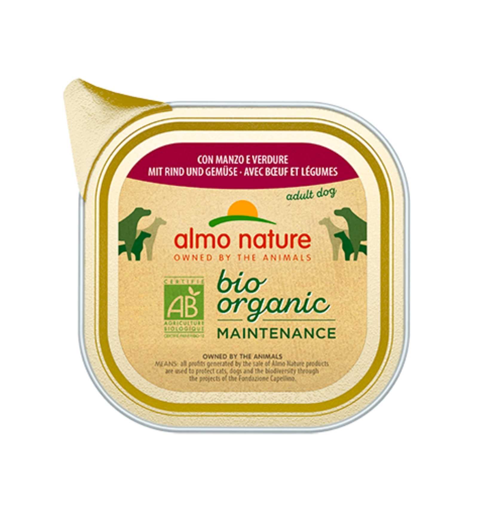 ALMO NATURE CANE DAILYMENU BIO CON MANZO E VERDURE DA 100 GR IN VASCHETTA