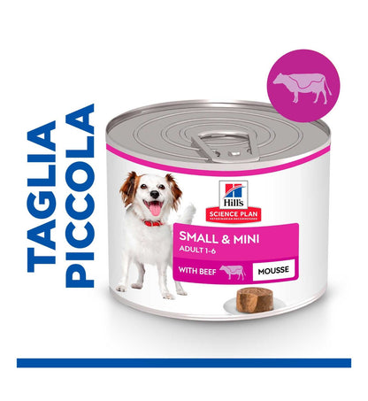 HILL'S SCIENCE PLAN CANE ADULT SMALL & MINI MOUSSE AL MANZO DA 200 GR IN LATTINA