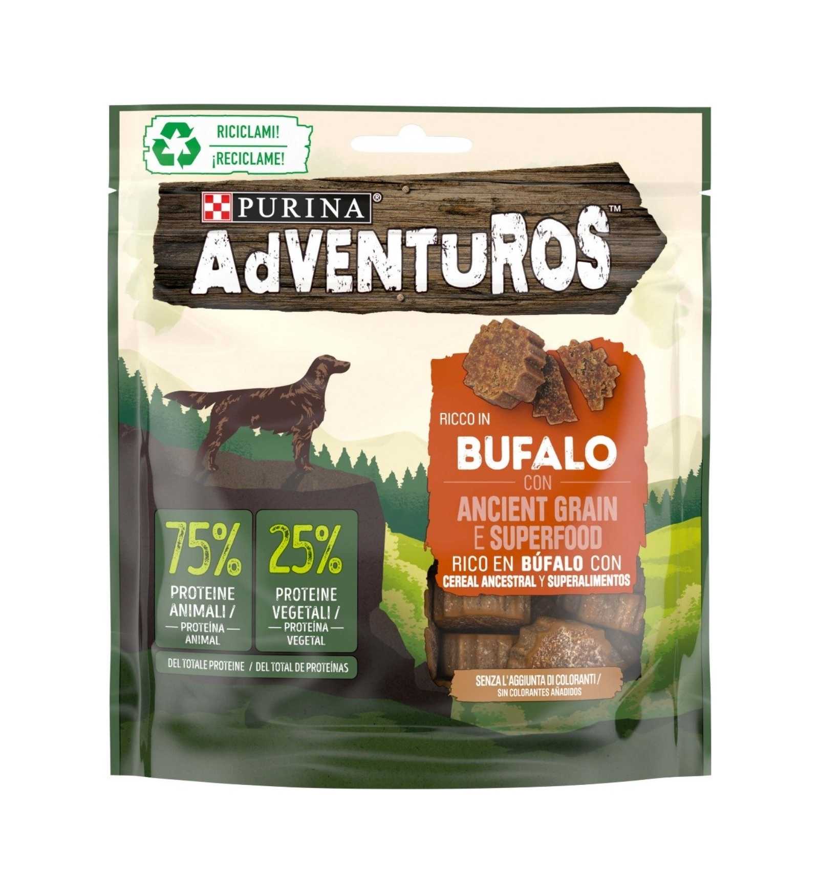 PURINA ADVENTUROS SNACK CANE RICCO IN BUFALO CON ANCIENT GRAIN E SUPERFOOD DA 120 GR