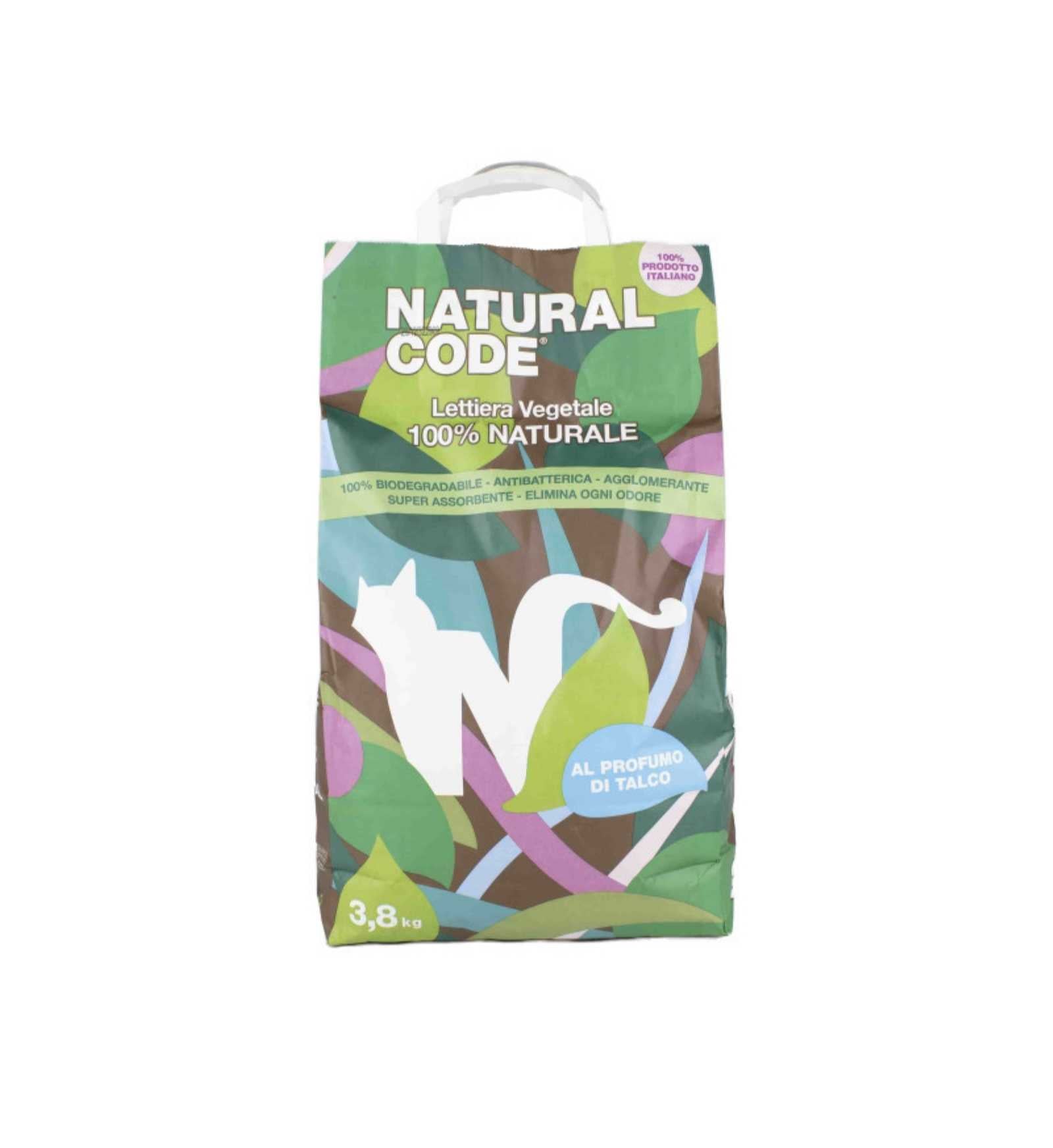 NATURAL CODE GATTO LETTIERA VEGETALE AGGLOMERANTE MAIS TALCO DA 3,8 KG