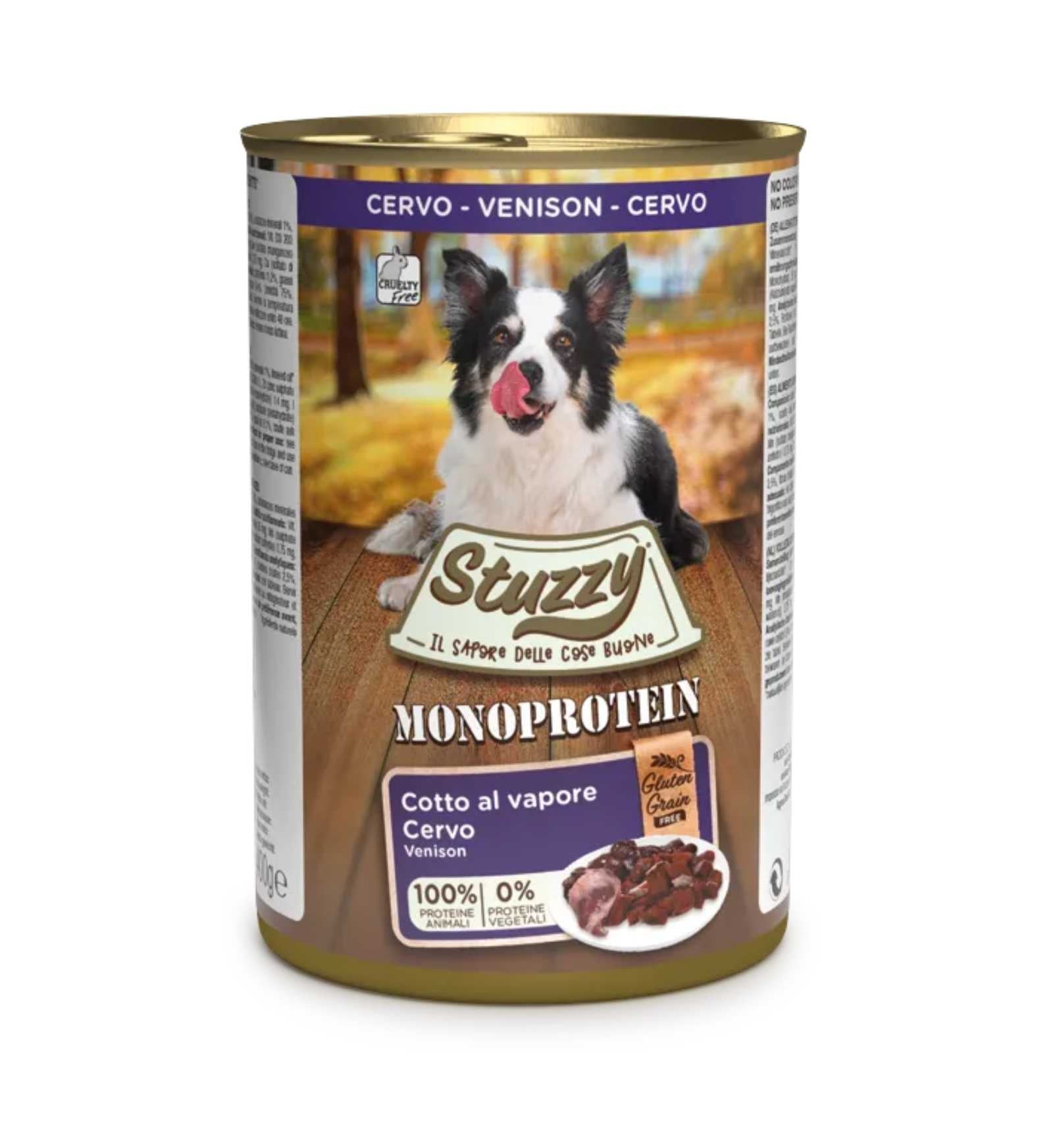 STUZZY CANE ADULT MONOPROTEIN GRAIN & GLUTEN FREE CON CERVO DA 400 GR IN LATTINA