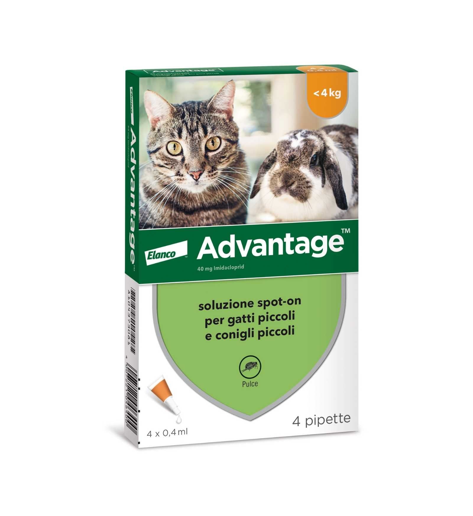 ELANCO ANTIPARASSITARIO ADVANTAGE SPOT-ON 40 PER GATTI & CONIGLI DI PESO INFERIORE 4 KG