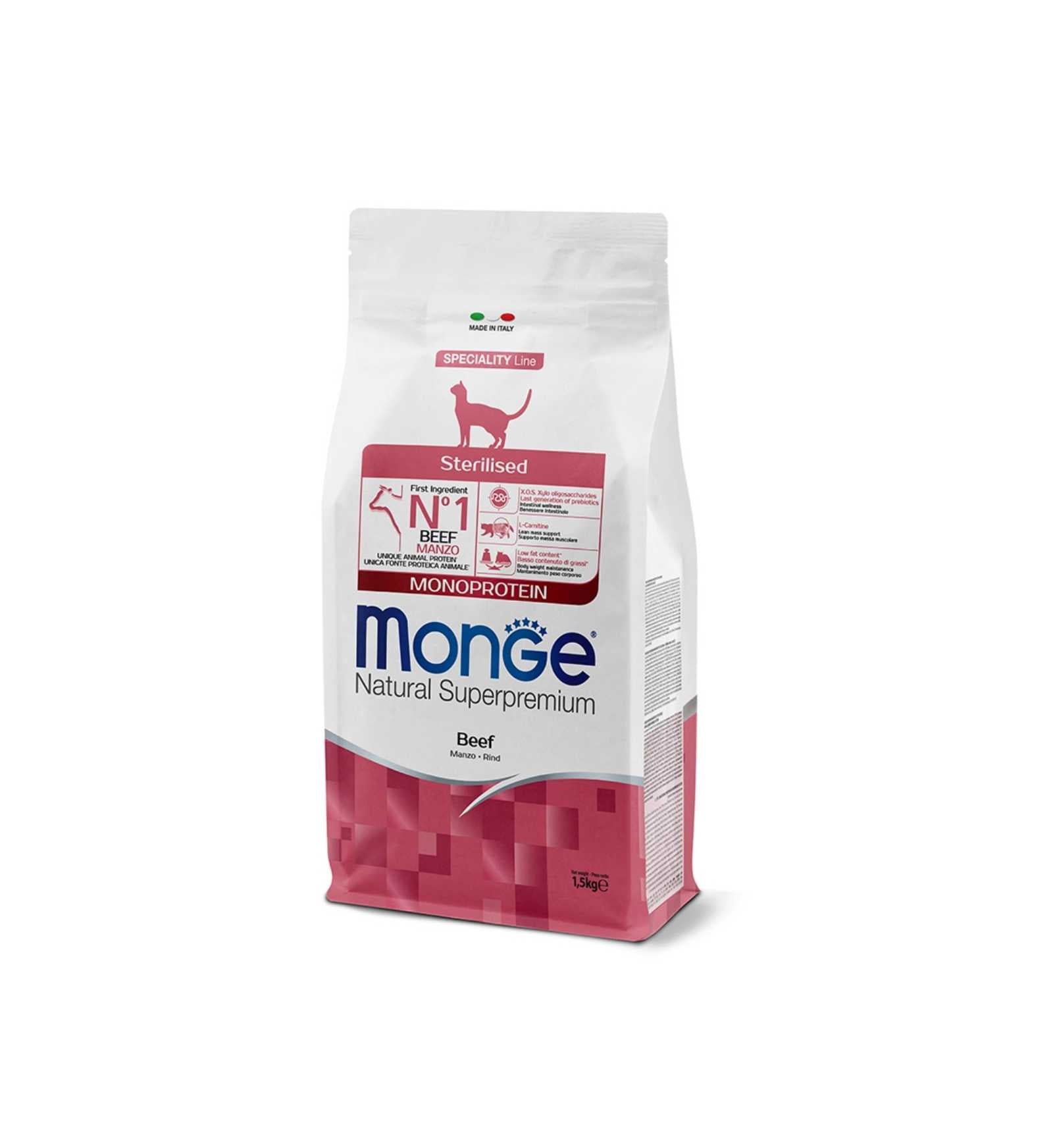 MONGE SUPERPREMIUM GATTO ADULT STERILIZZATO AL MANZO DA 1,5 KG