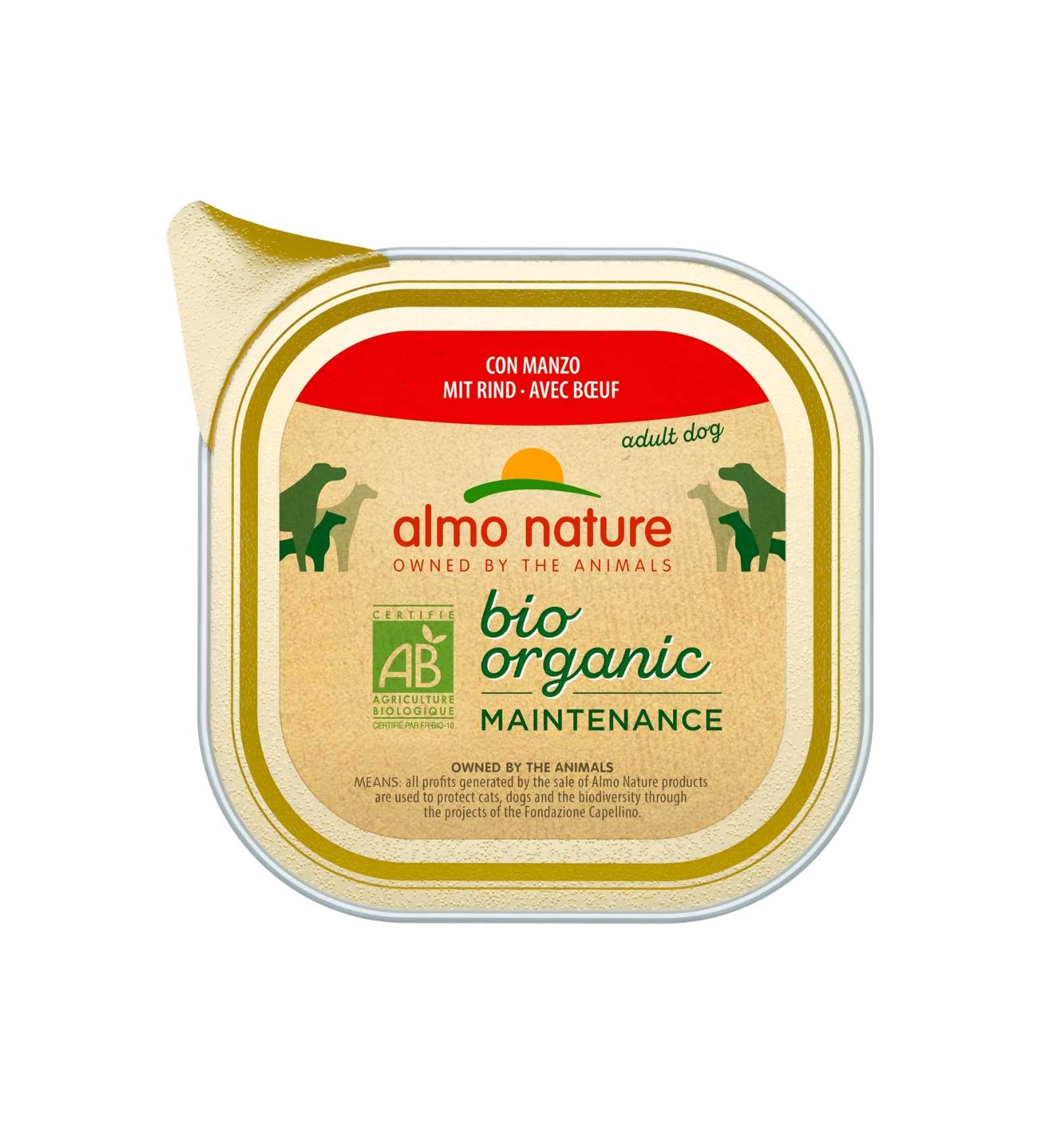 ALMO NATURE CANE DAILYMENU BIO CON MANZO DA 100 GR IN VASCHETTA
