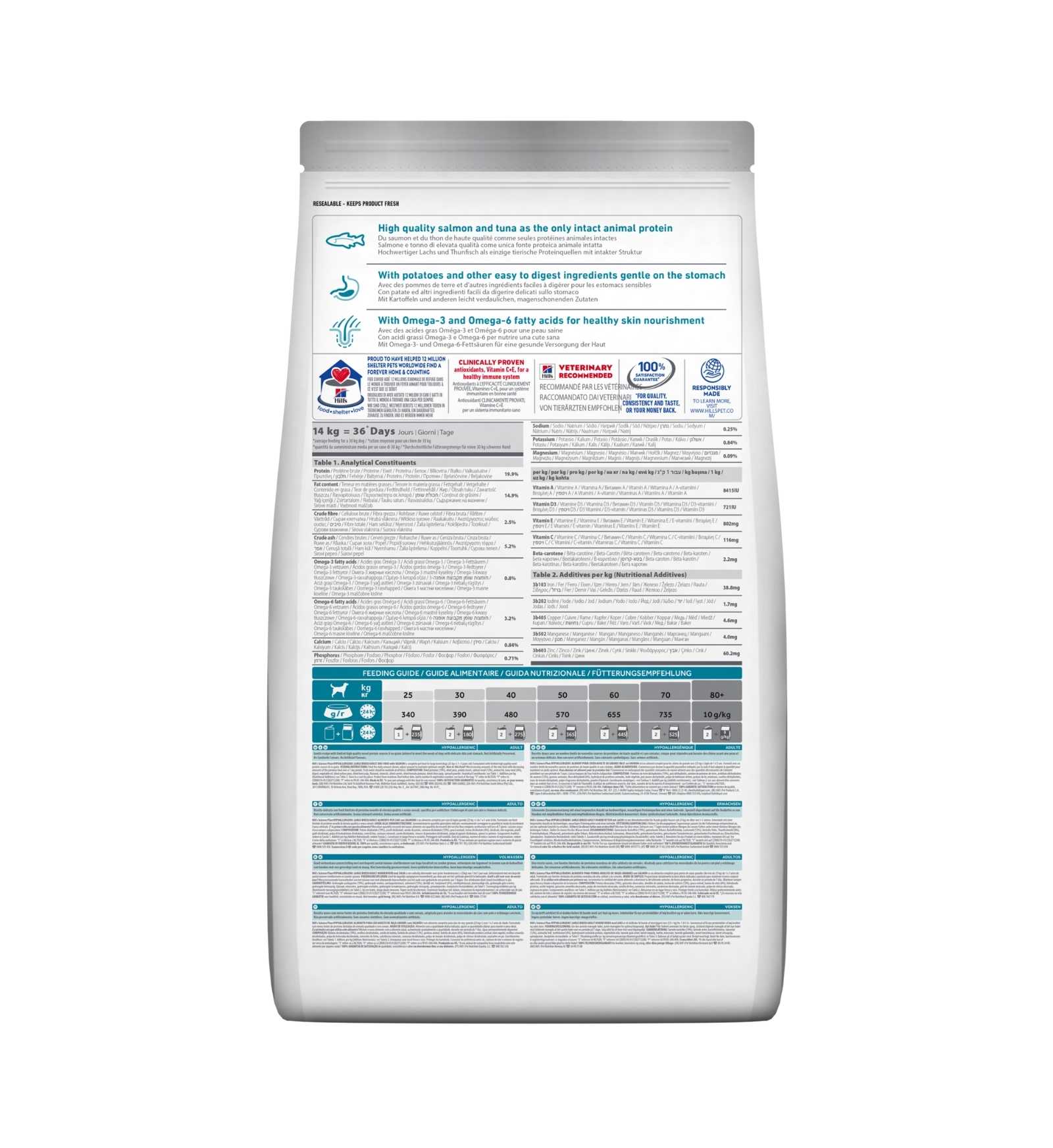 HILL'S  SCIENCE PLAN  CANE  HYPOALLERGENIC  ADULT  LARGE SALMONE 14KG