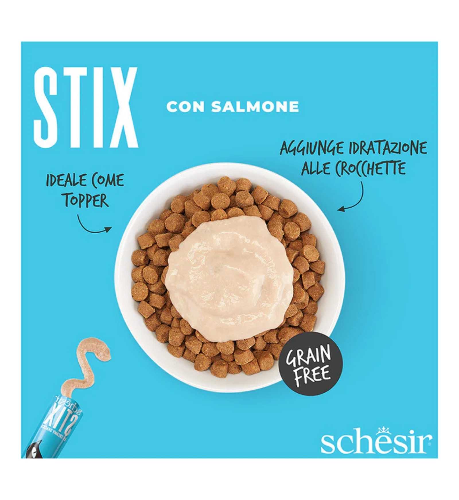 SCHESIR GATTO SNACK STIX MOUSSE SALMONE 15 GR x 6 PEZZI IN BUSTA