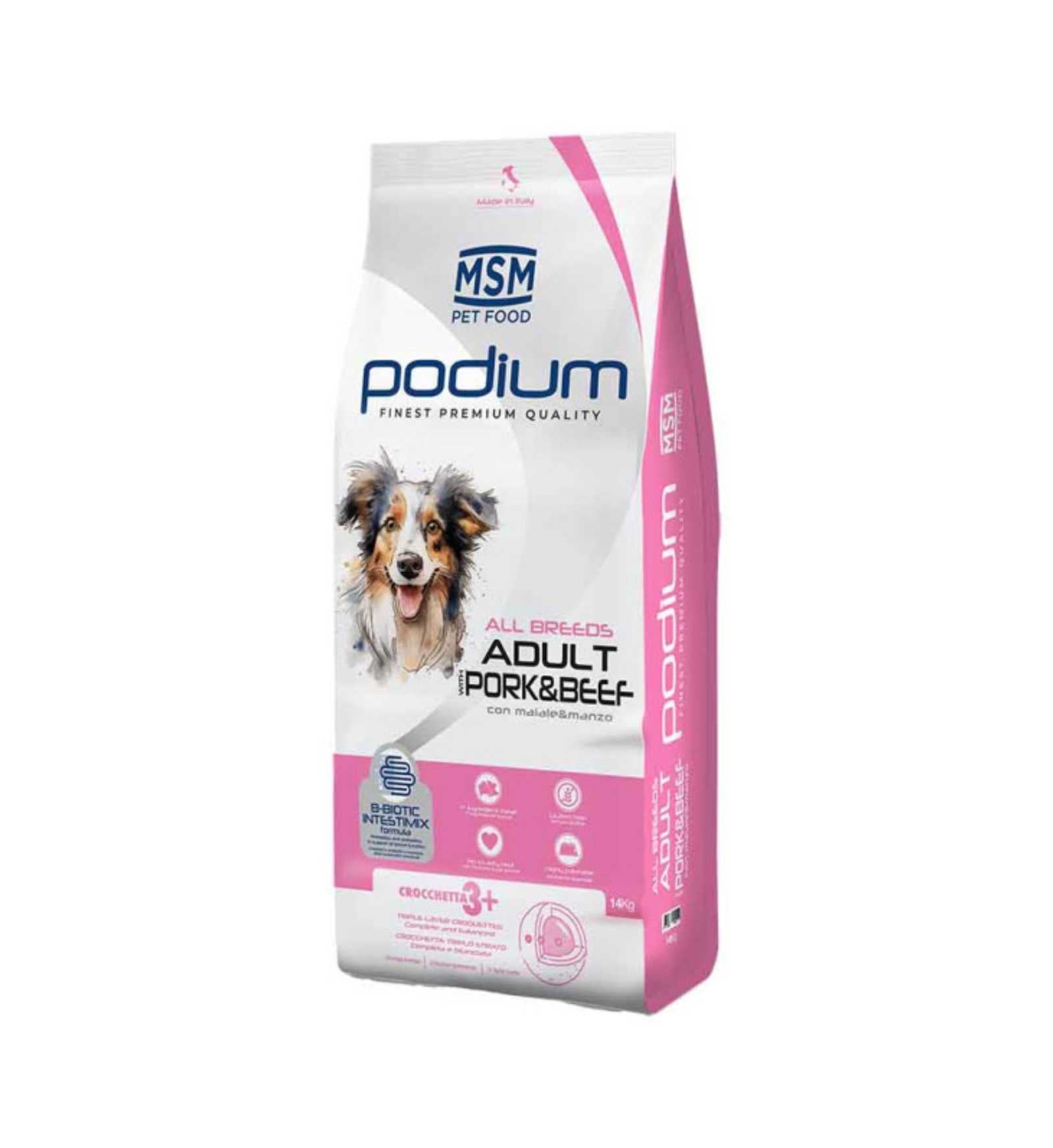 PODIUM CANE ADULT CON MAIALE E MANZO DA 14 KG