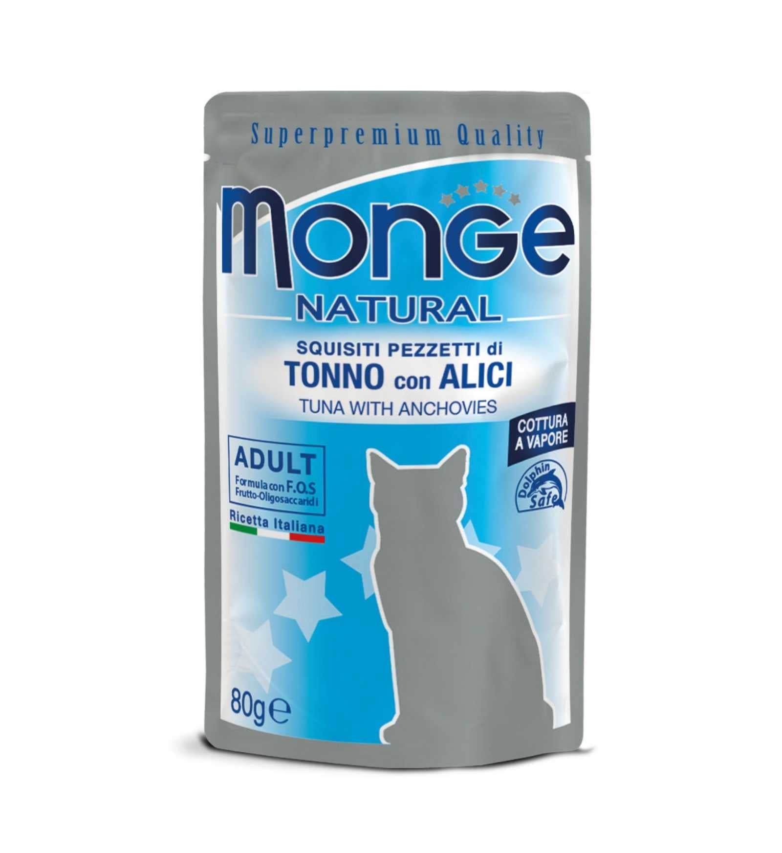 MONGE GATTO NATURAL TONNO CON ALICI DA 80 GR IN BUSTA