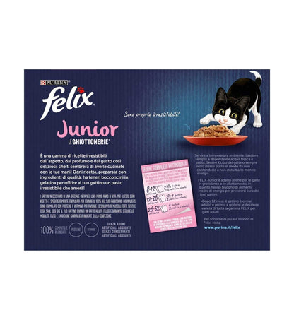 PURINA FELIX AGAIL GATTO GHIOTTONERIE JUNIOR 12 BUSTE DA 85 GR
