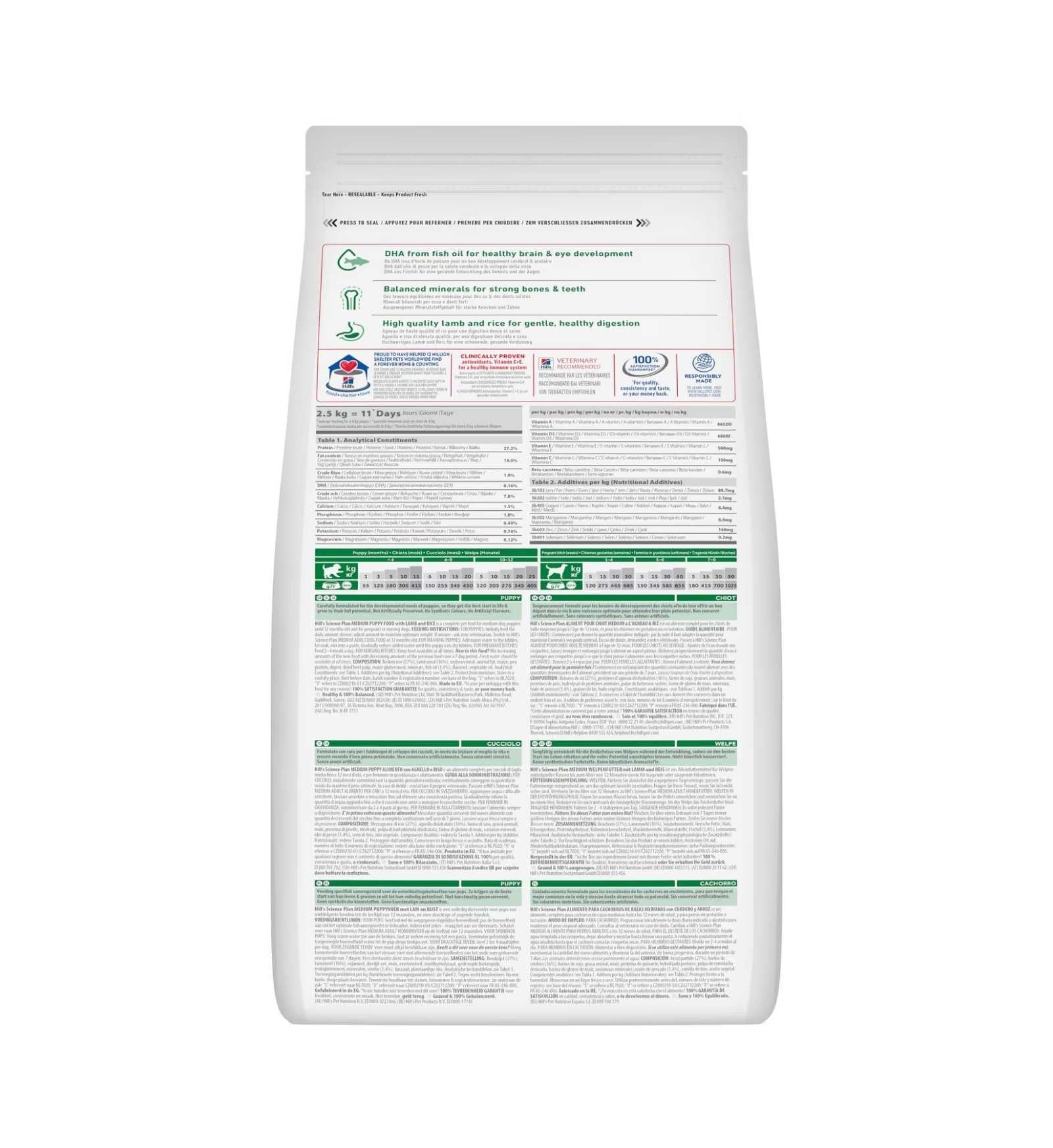 HILL'S SCIENCE PLAN CANE PUPPY MEDIUM AGNELLO E RISO DA 2,5 KG