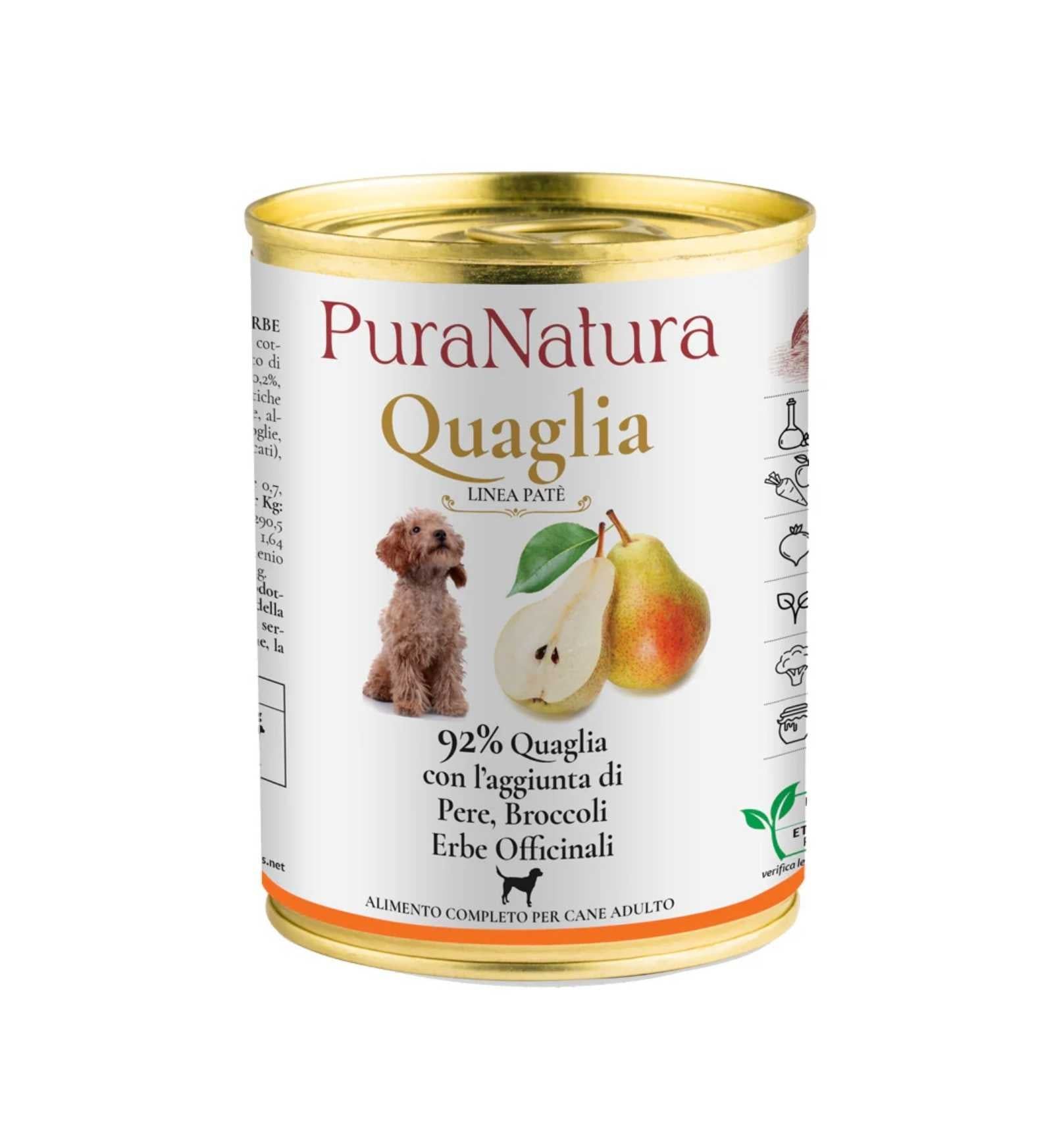 DALLA GRANA PURA NATURA CANE ADULT QUAGLIA E PERE DA 400 GR IN LATTINA