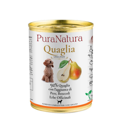 DALLA GRANA PURA NATURA CANE ADULT QUAGLIA E PERE DA 400 GR IN LATTINA