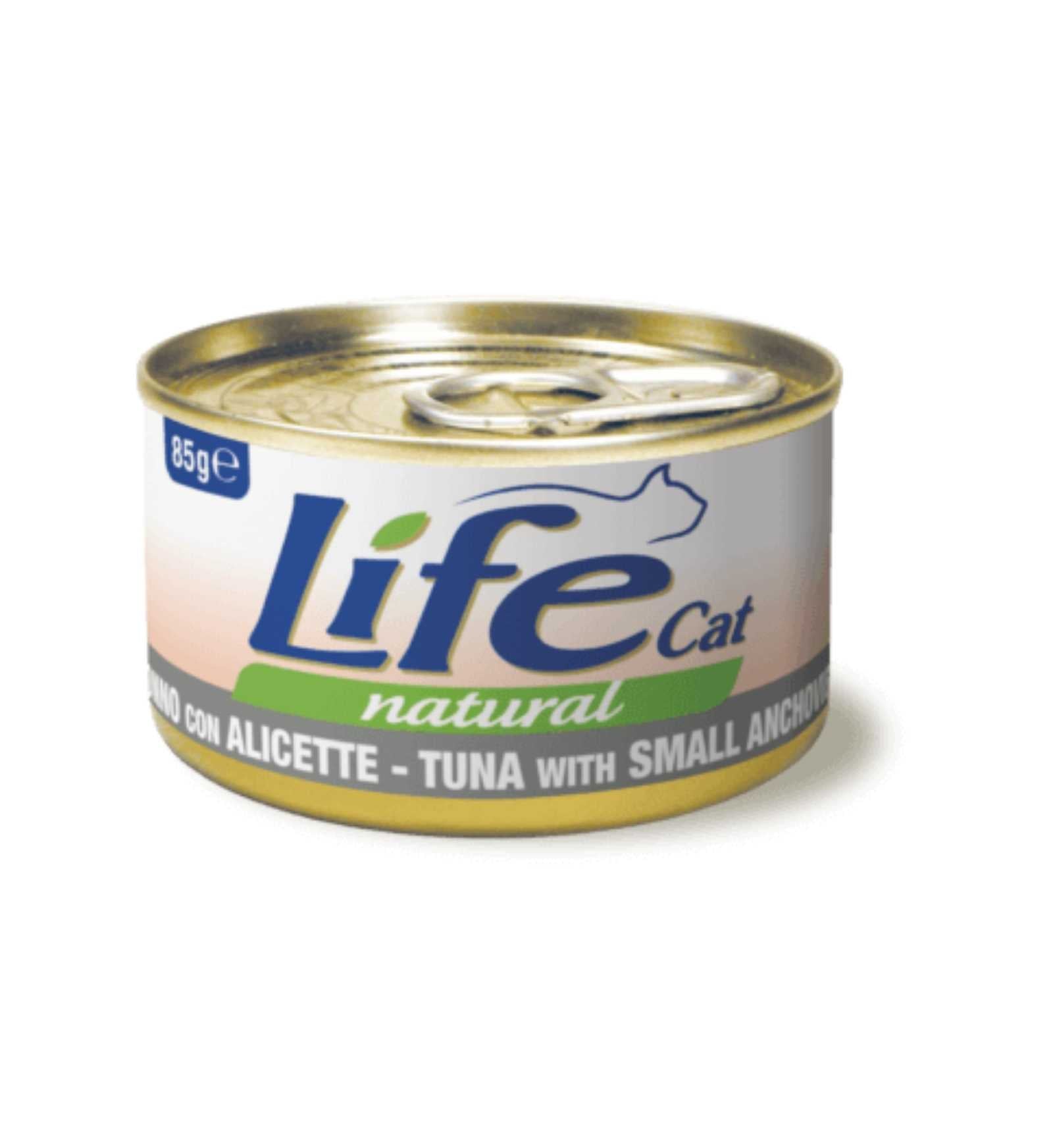 LIFEPETCARE GATTO LIFE CAT NATURAL AL TONNO CON ALICETTE DA 85 GR IN LATTINA