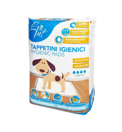 LEOPET CANE TAPPETINO TRAVERSINA ASSORBENTE 60 x 60 CM DA 30 PEZZI
