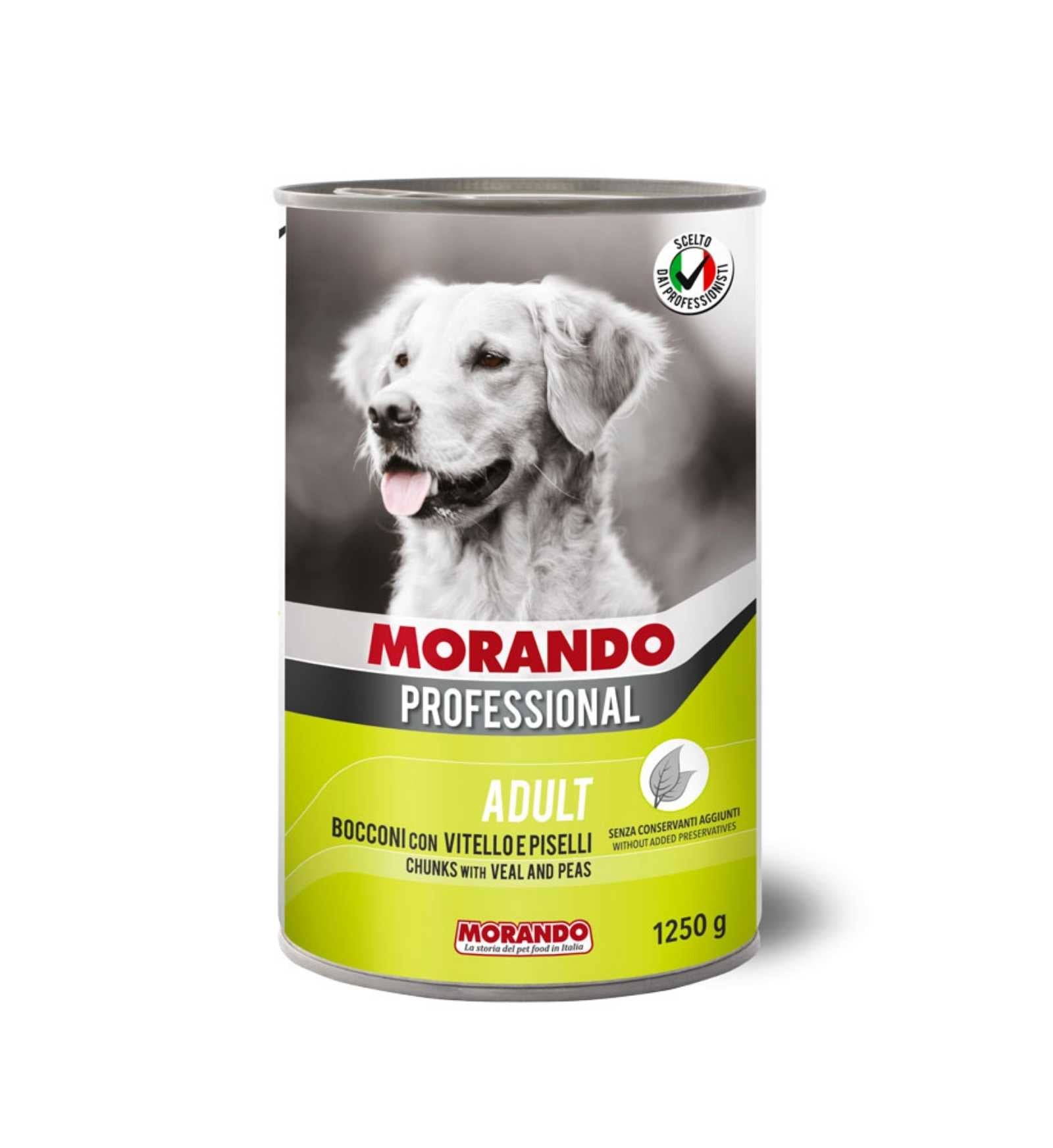 MORANDO MIGLIOR CANE PROFESSIONAL BOCCONI CON VITELLO E PISELLI IN LATTINA