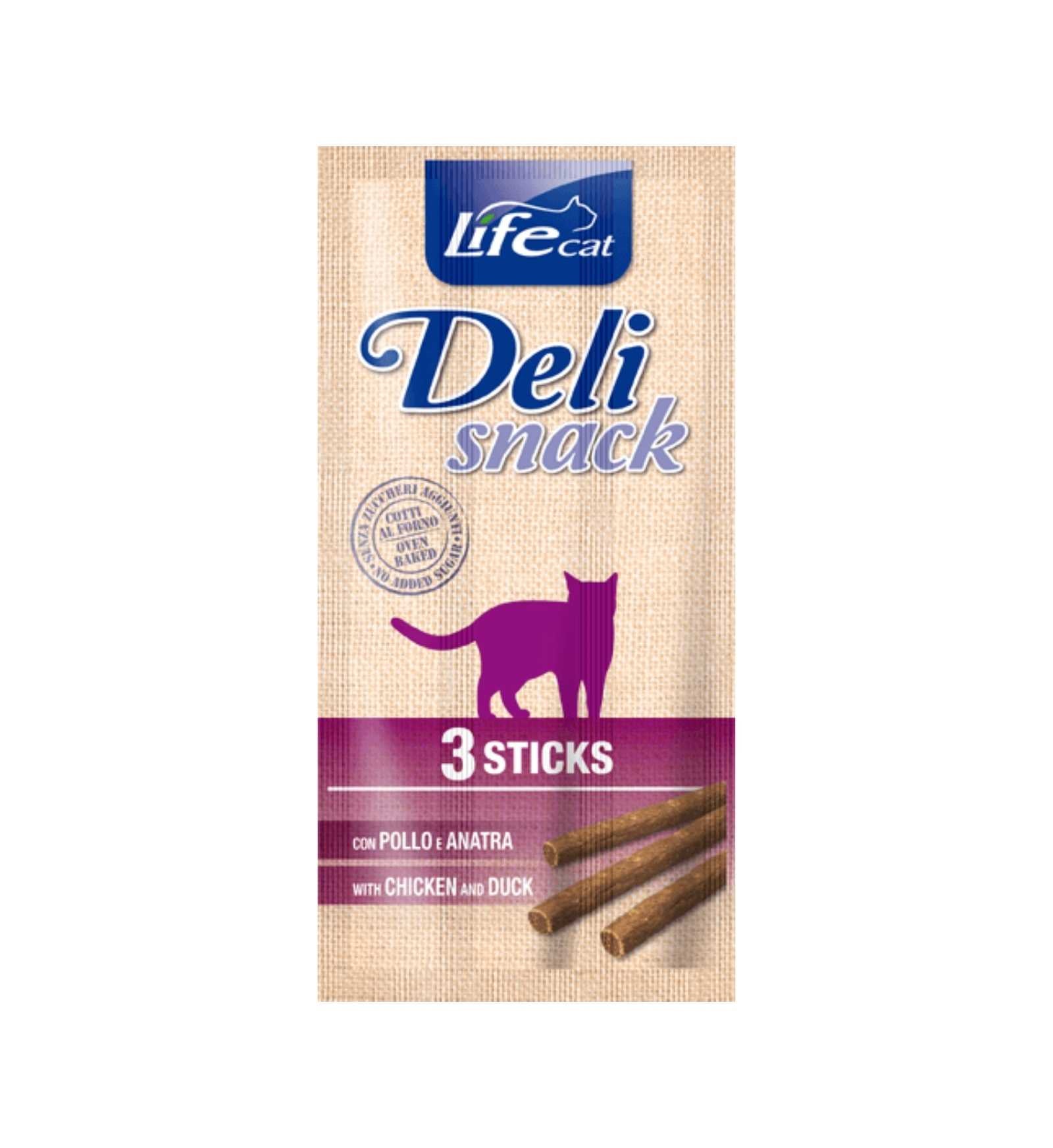 LIFEPETCARE GATTO SNACK LIFE CAT DELI SNACK 3 STICKS AL POLLO E ANATRA 15 GR