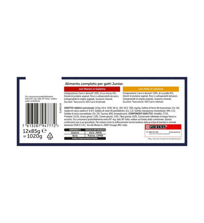 PURINA FELIX AGAIL GATTO GHIOTTONERIE JUNIOR 12 BUSTE DA 85 GR