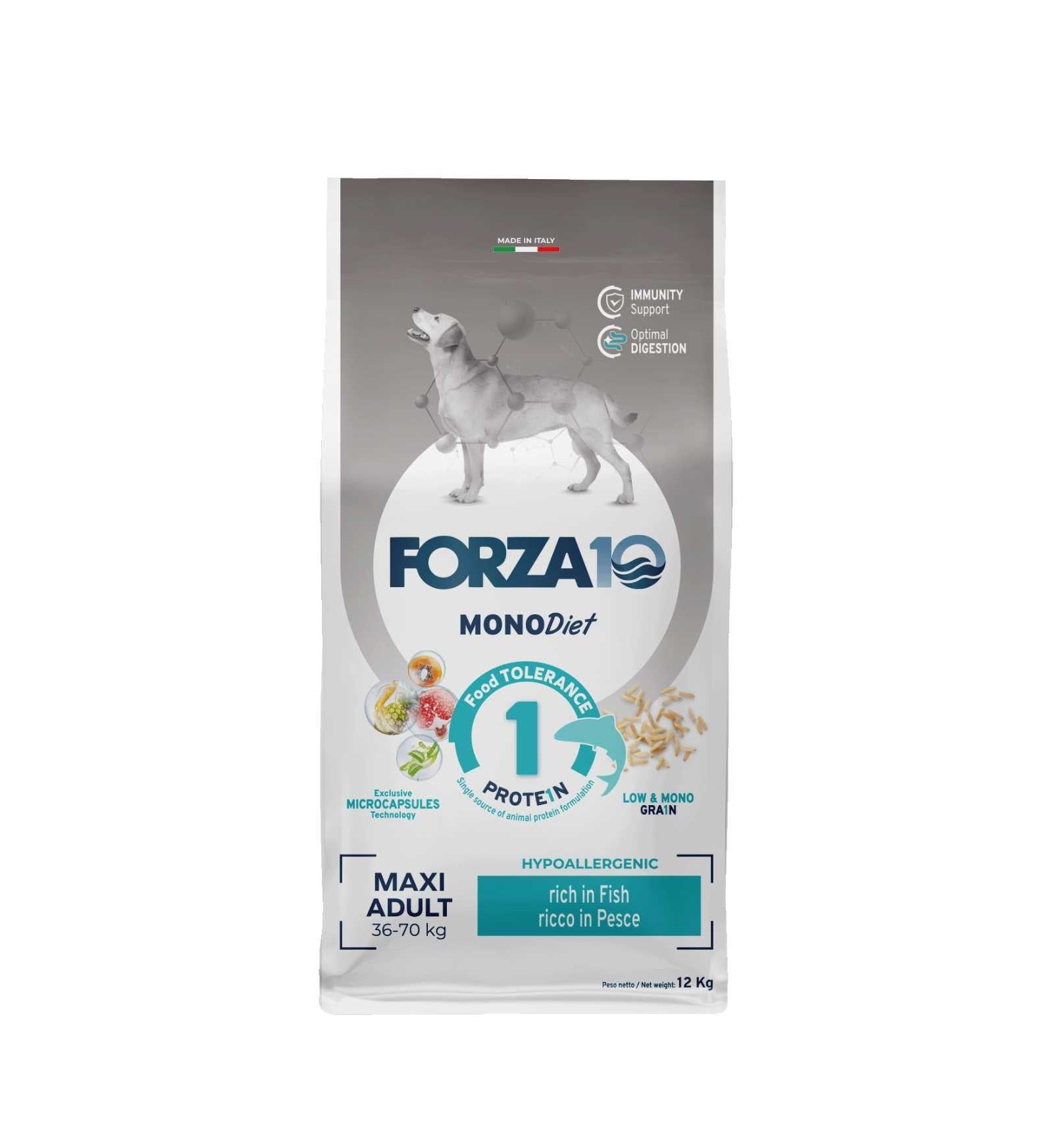FORZA10 CANE DIET ADULT MAXI PESCE GINSENG ANANAS PAPAYA E MELOGRANO DA 12 KG