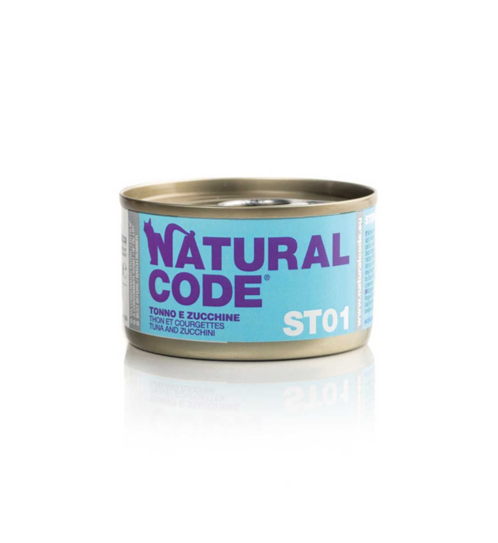 NATURAL CODE GATTO 01 STERILIZZATO TONNO E ZUCCHINE DA 85 GR IN LATTINA