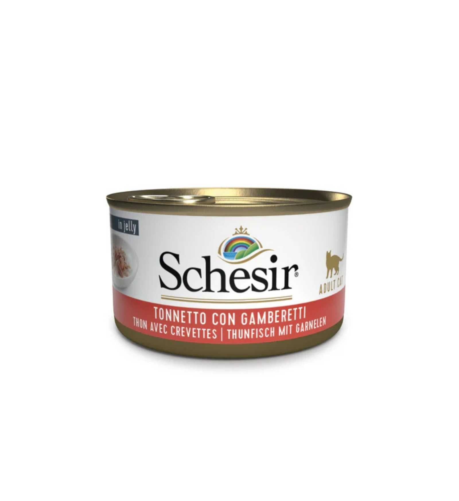SCHESIR GATTO AL TONNETTO CON GAMBERETTI IN GELATINA DA 85 GR IN LATTINA