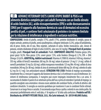 AFFINITY CANE ADVANCE VETERINARY DIETS ATOPIC CONIGLIO DA 3 KG