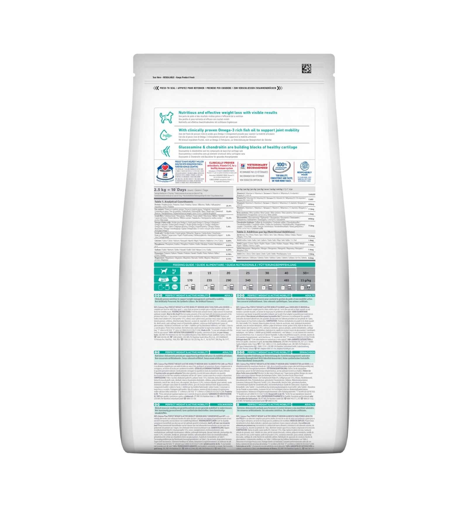 HILL'S SCIENCE PLAN CANE ADULT MEDIUM PERFECT WEIGHT MOBILITY DA 2,5 KG