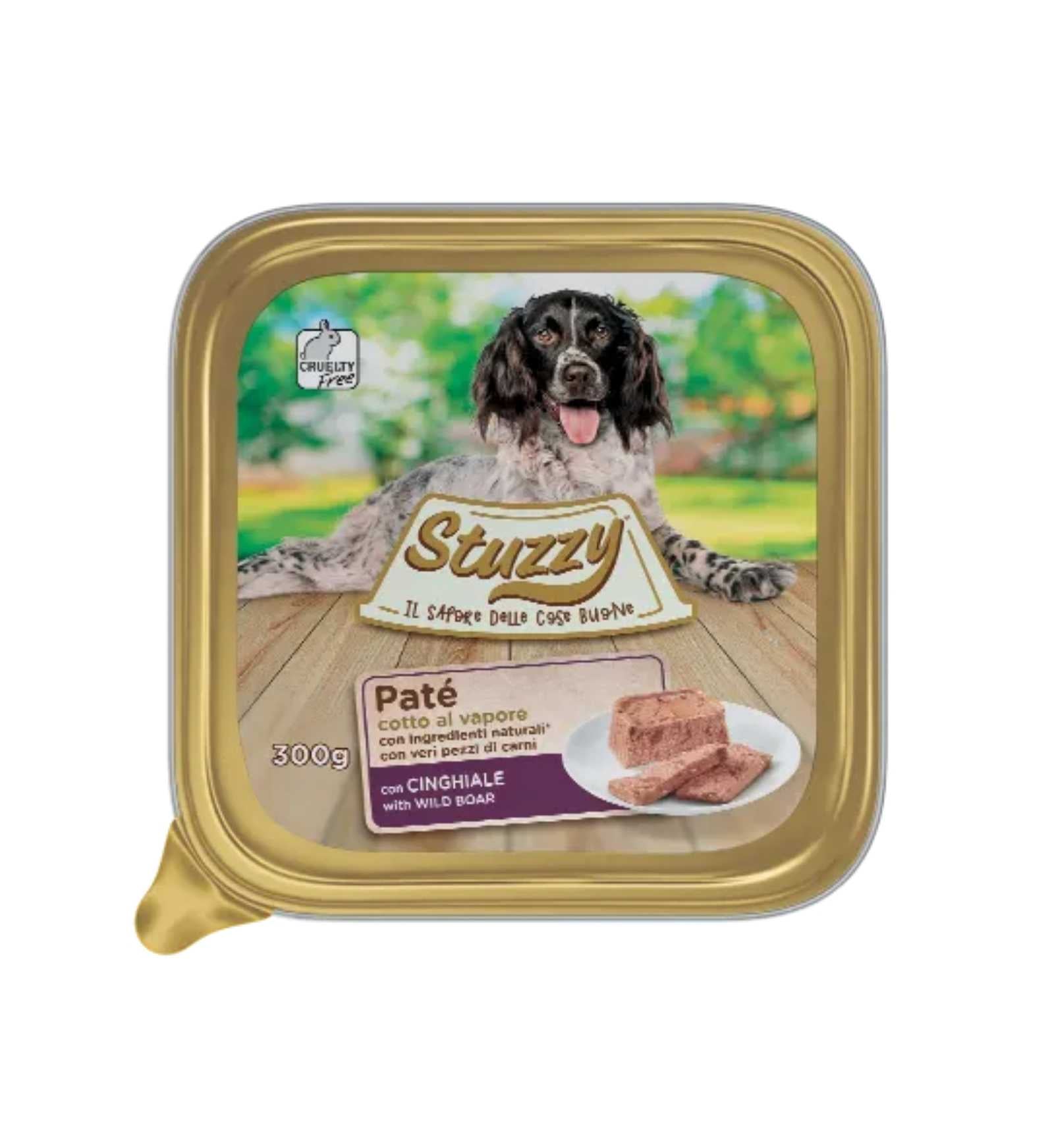 STUZZY CANE CON CINGHIALE DA 300 GR IN VASCHETTA